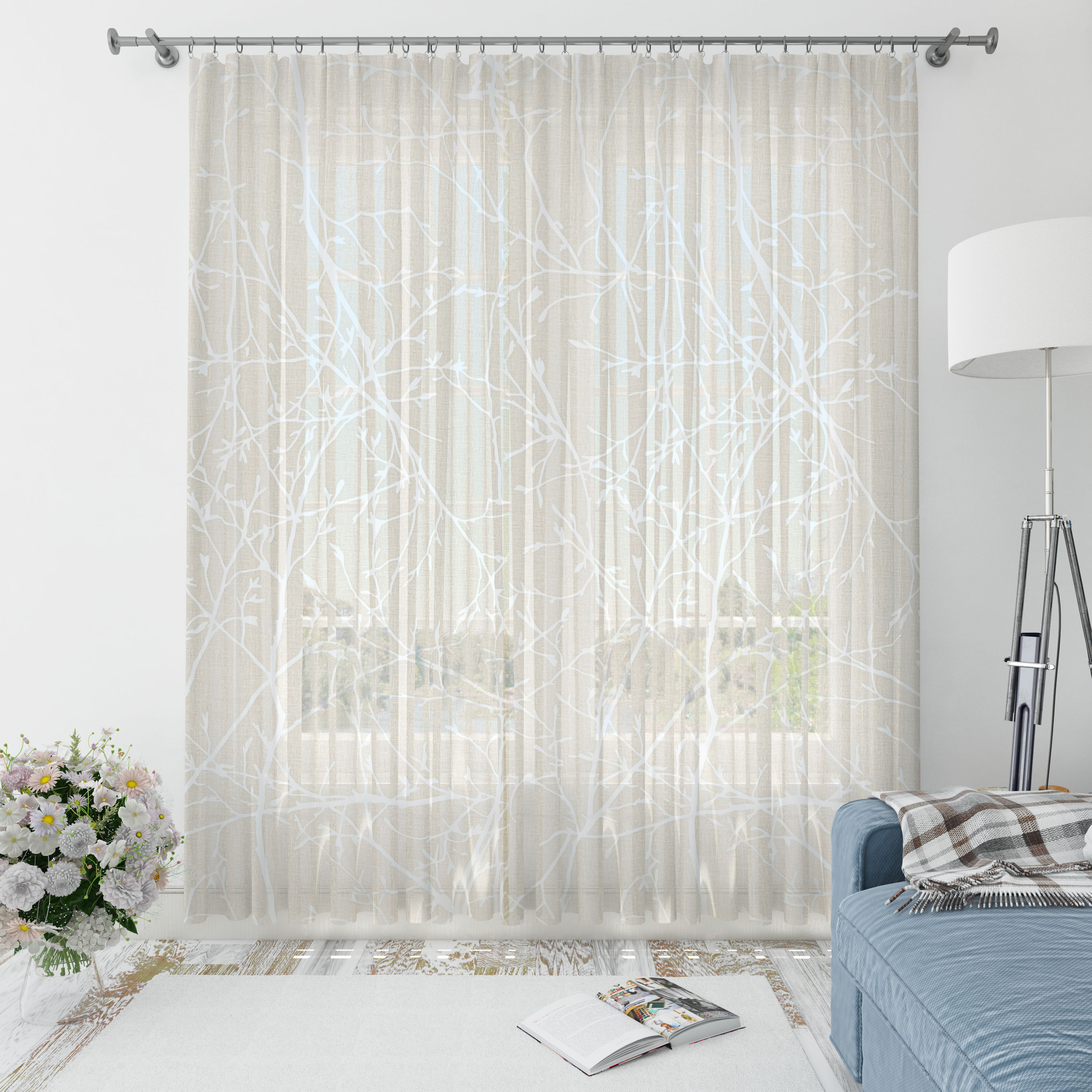 Curtain Fabric Rami Devorè Beige Image