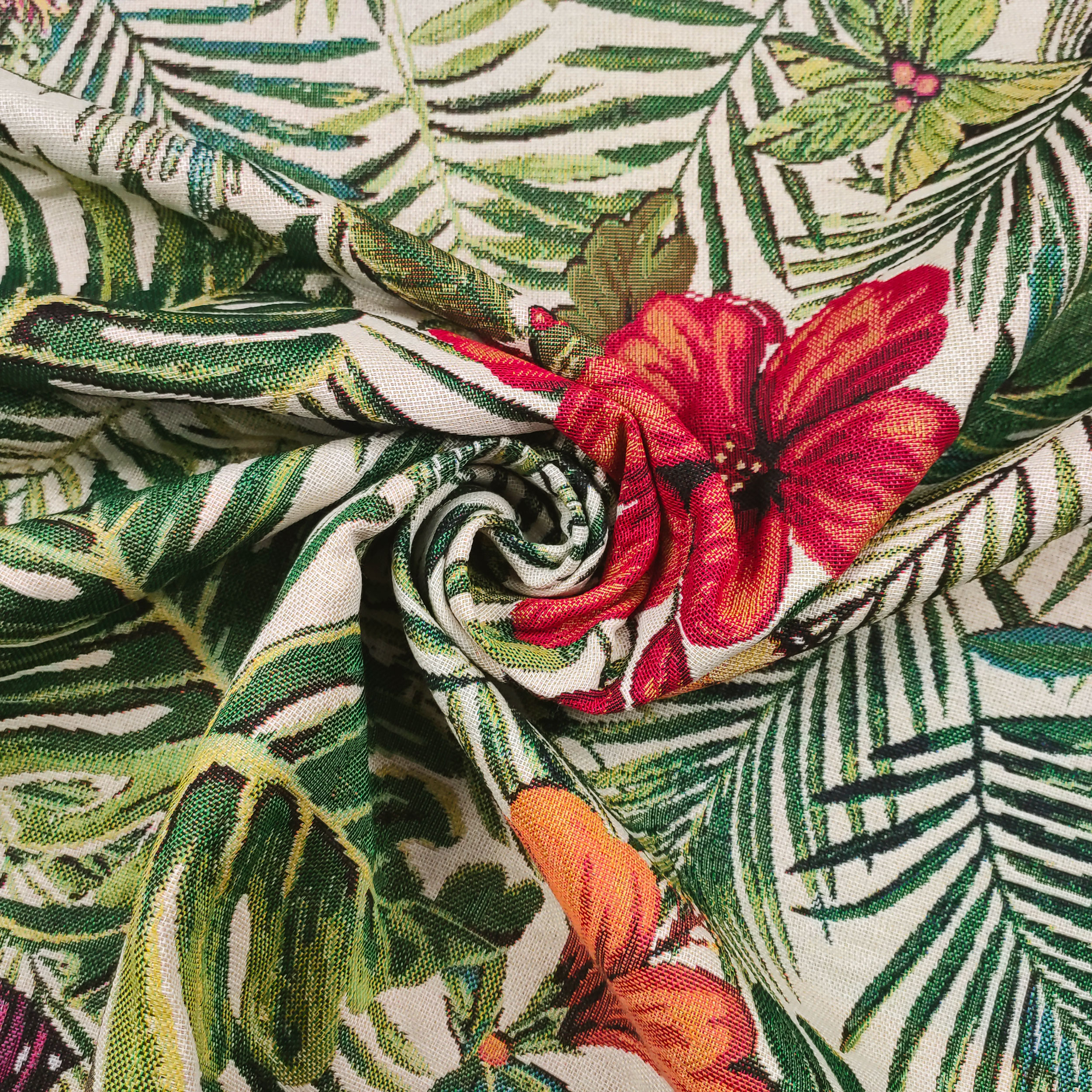 Cut-out Fabric Gobelin Tropical Flower Pattern 50x140 cm Image