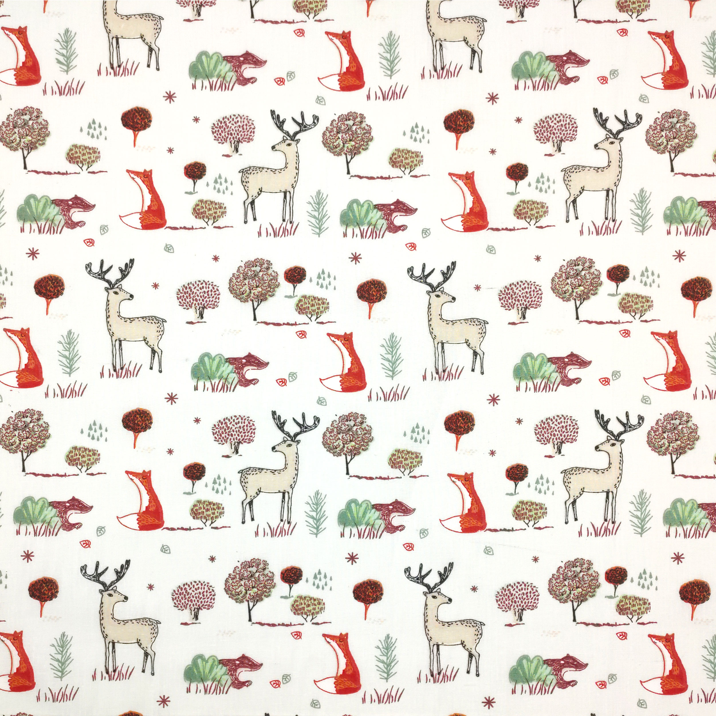 Tissu de coton cerfs et renards