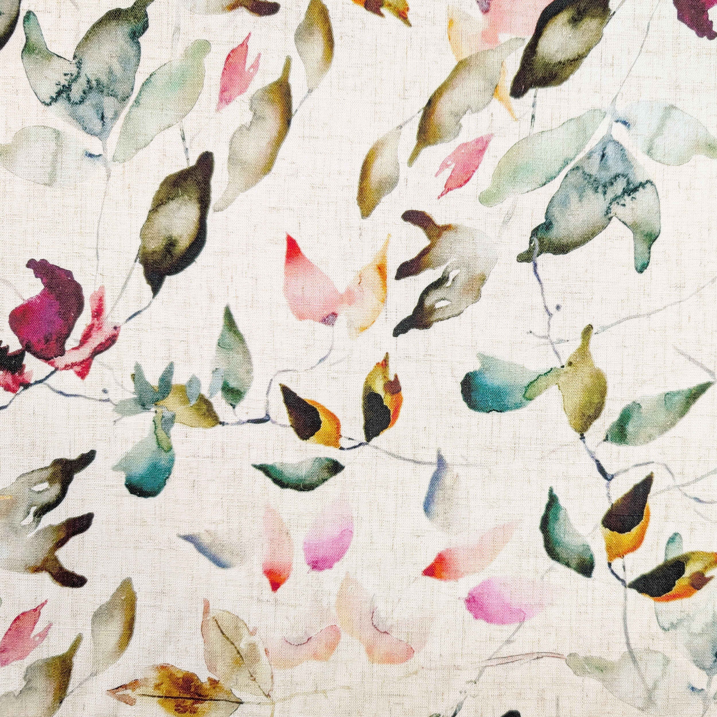 Viskose Leinen Fantasie Aquarellierte Blätter Image