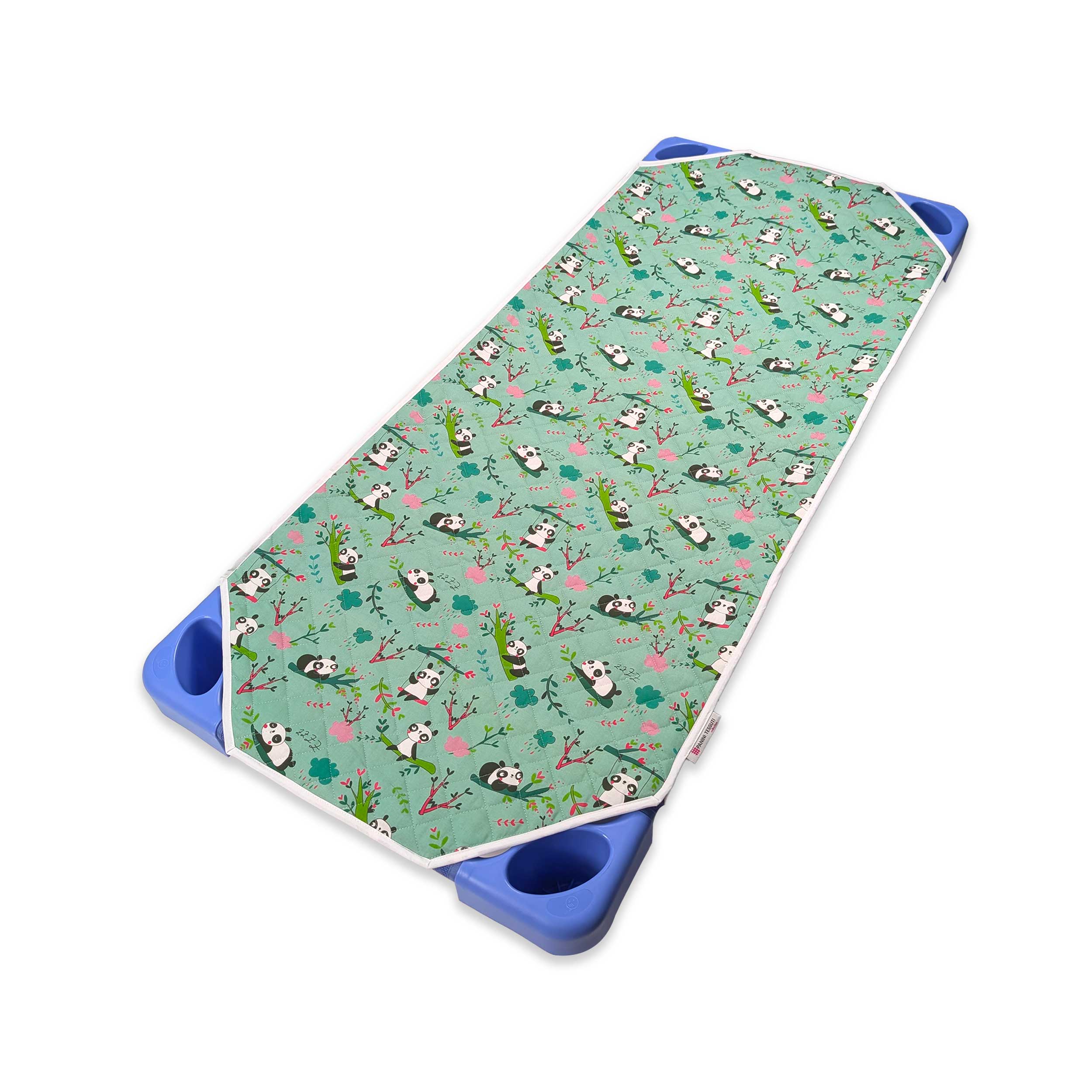 Cot Cover Panda Mint Green Background Image