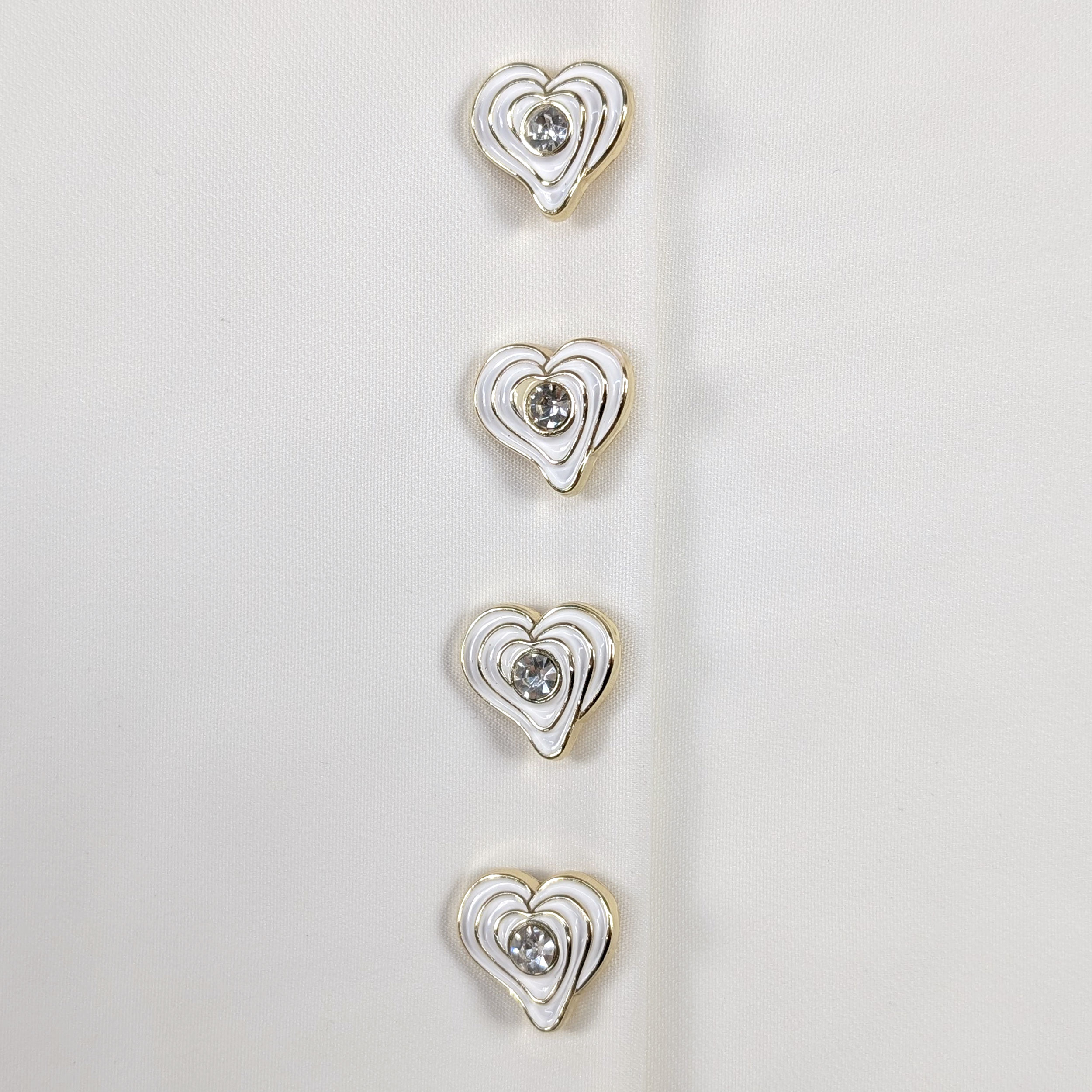 Rhinestone Heart Button White Image