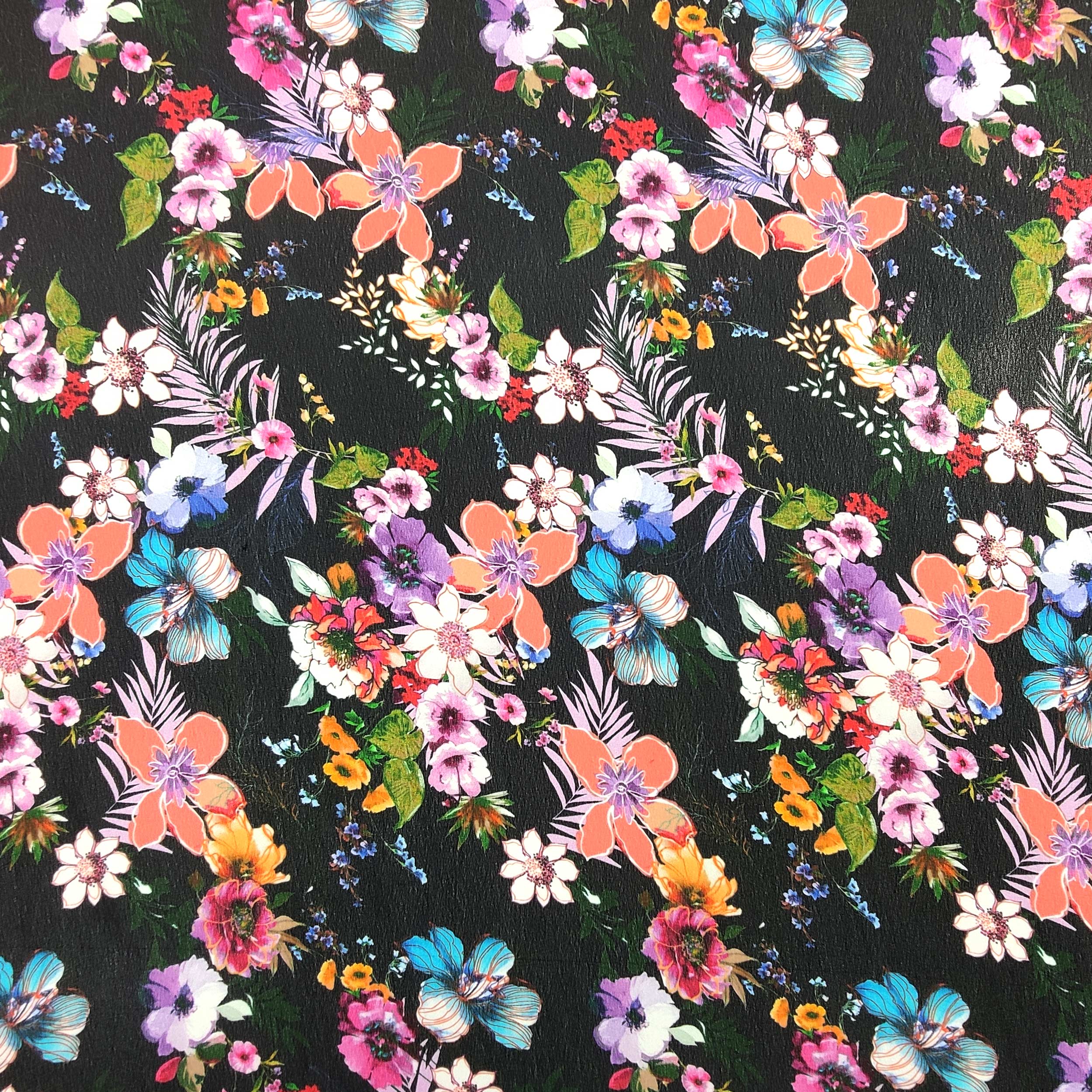 Chiffon Mixed Silk Colourful Floral Fantasy