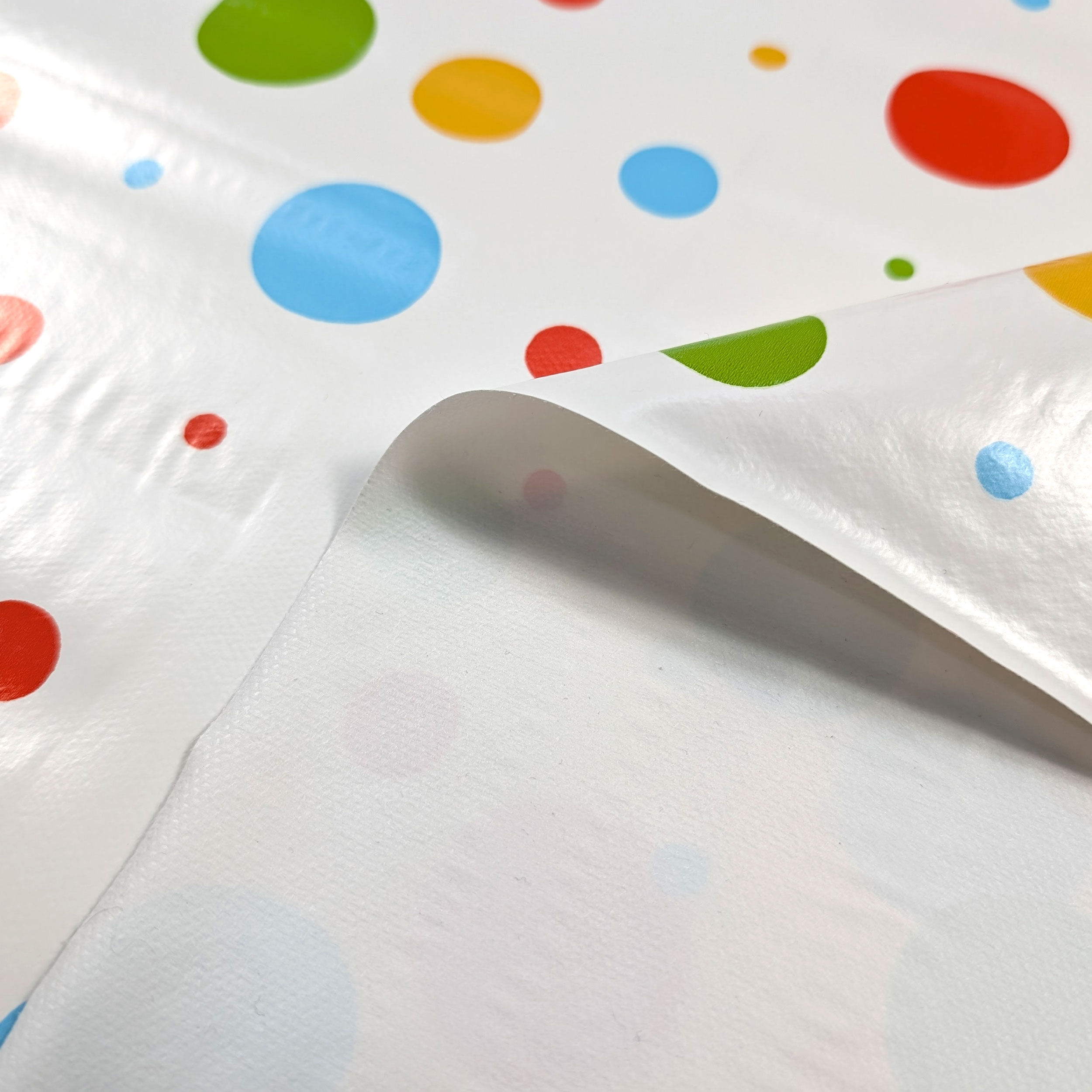 Coloured Polka Dot Plasticised Tablecloth Fabric Image