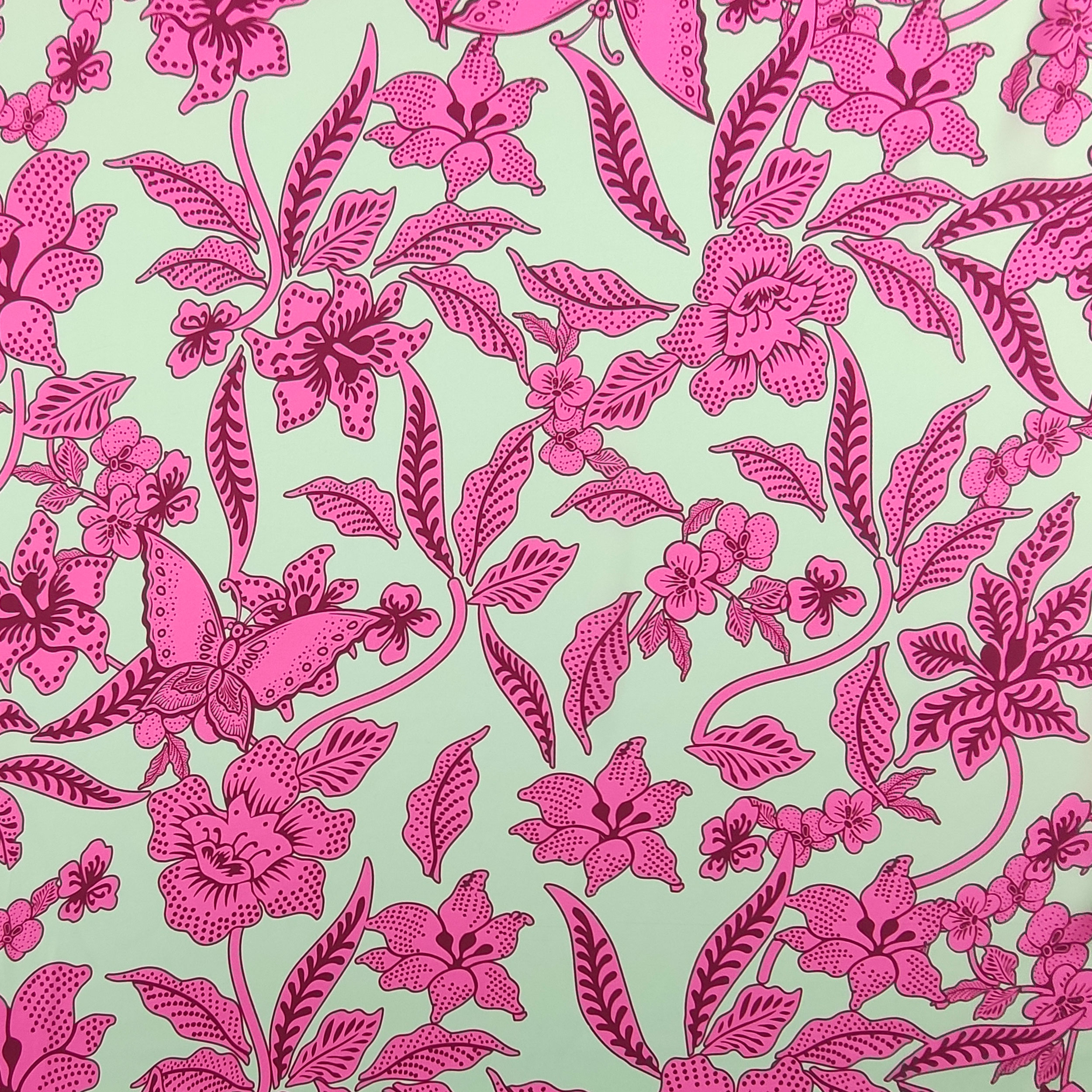 Fabric Rasetto High Fashion Flowers Magenta Light Background