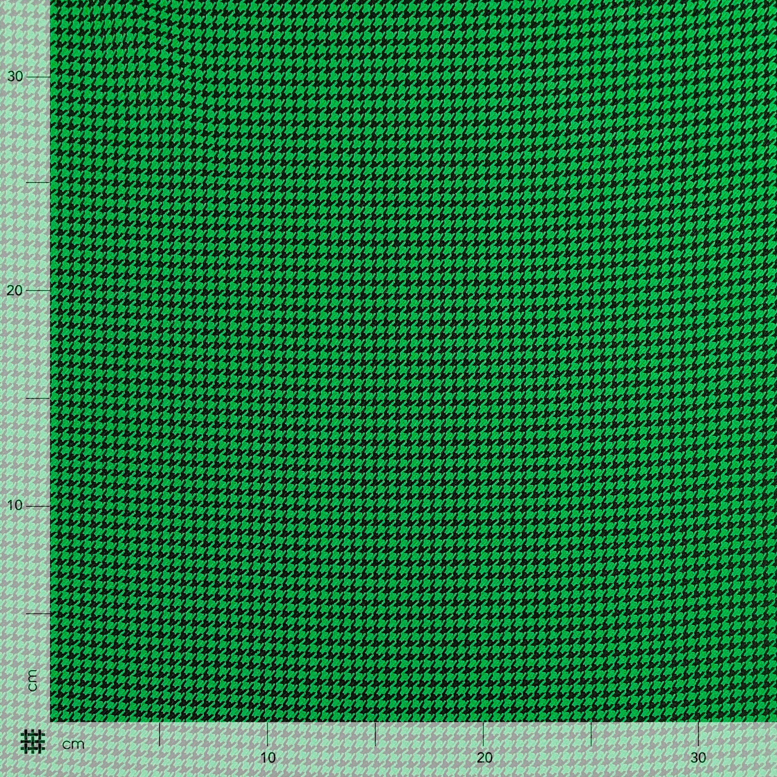 Tissu Pied de Poule Fond noir fond vert