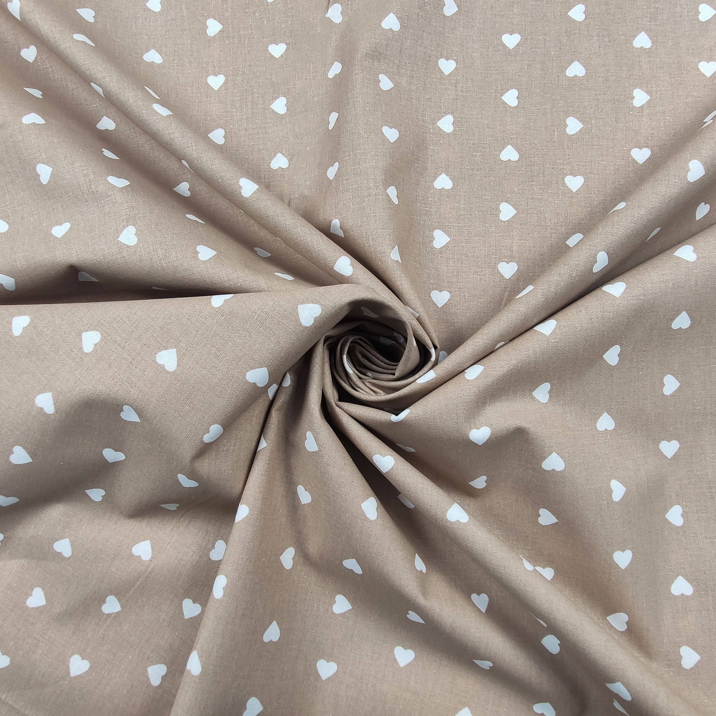 Printed Cotton with White Hearts - Colored Background  Image