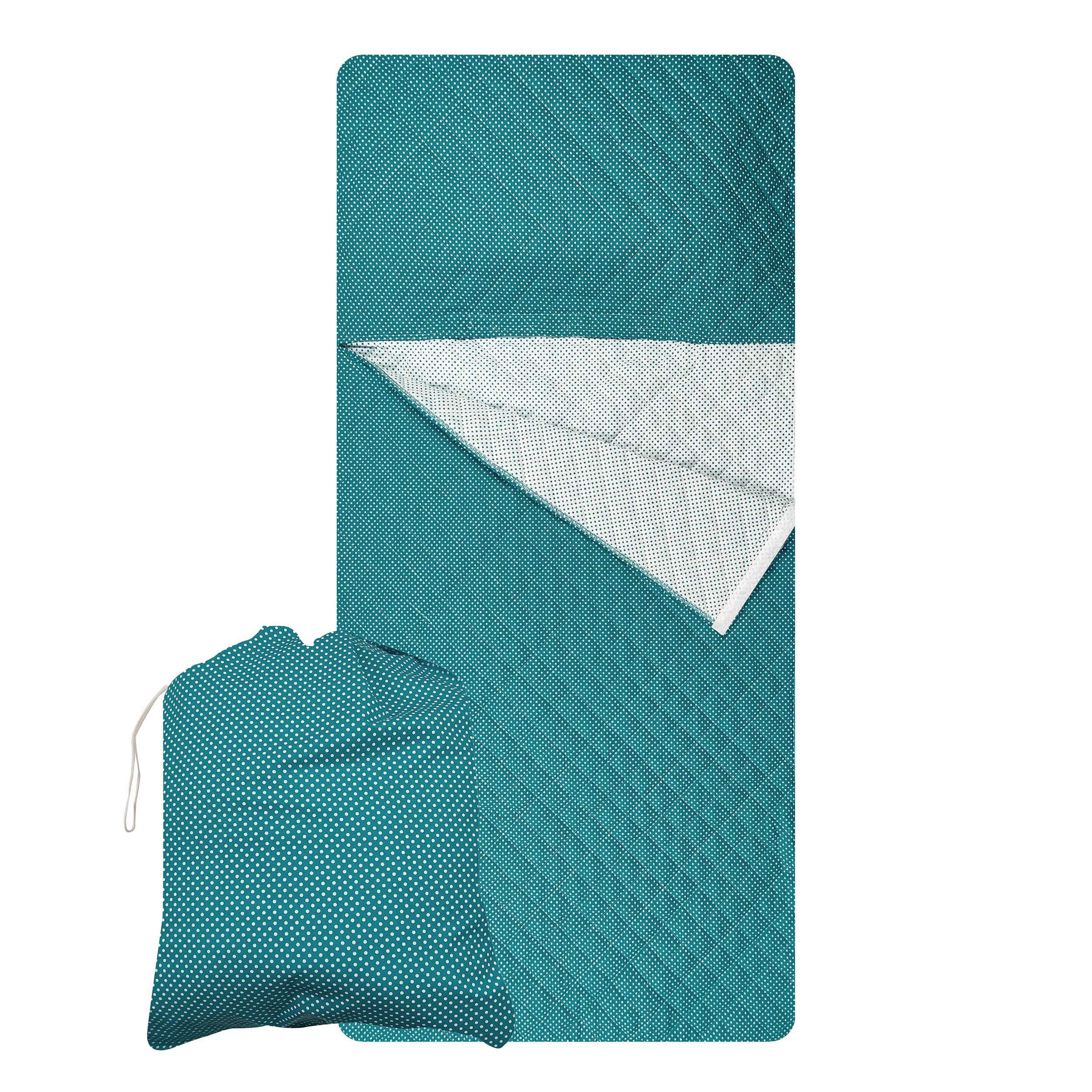 Sac de couchage turquoise à pois