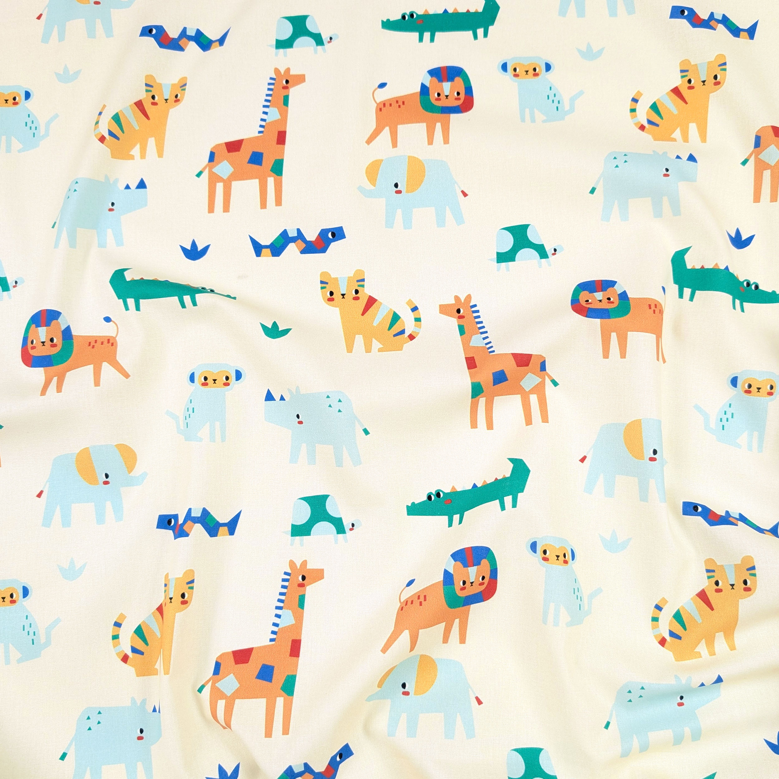 Cotton Poplin Coloured Animals Image