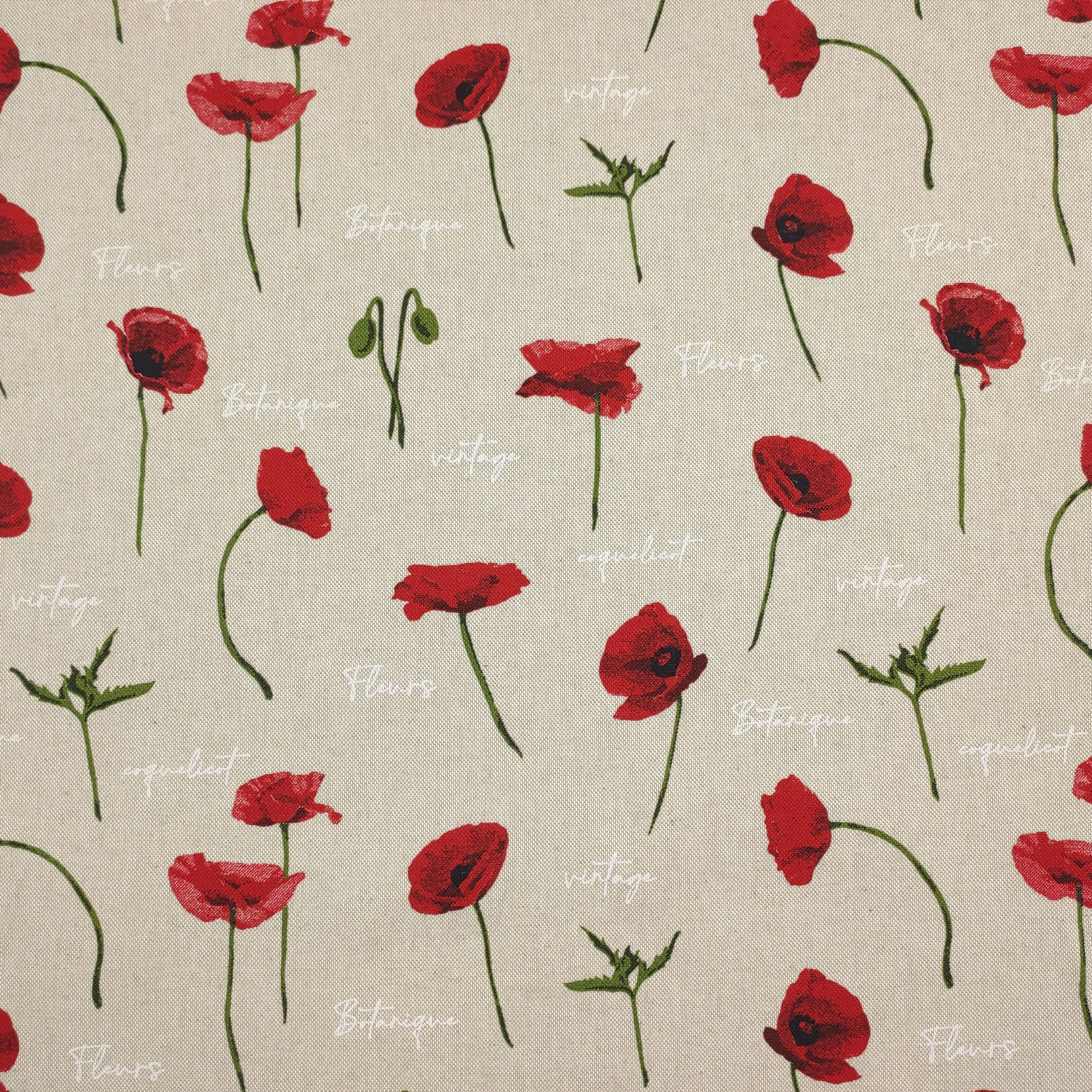 Panama Fabric Vintage Poppies