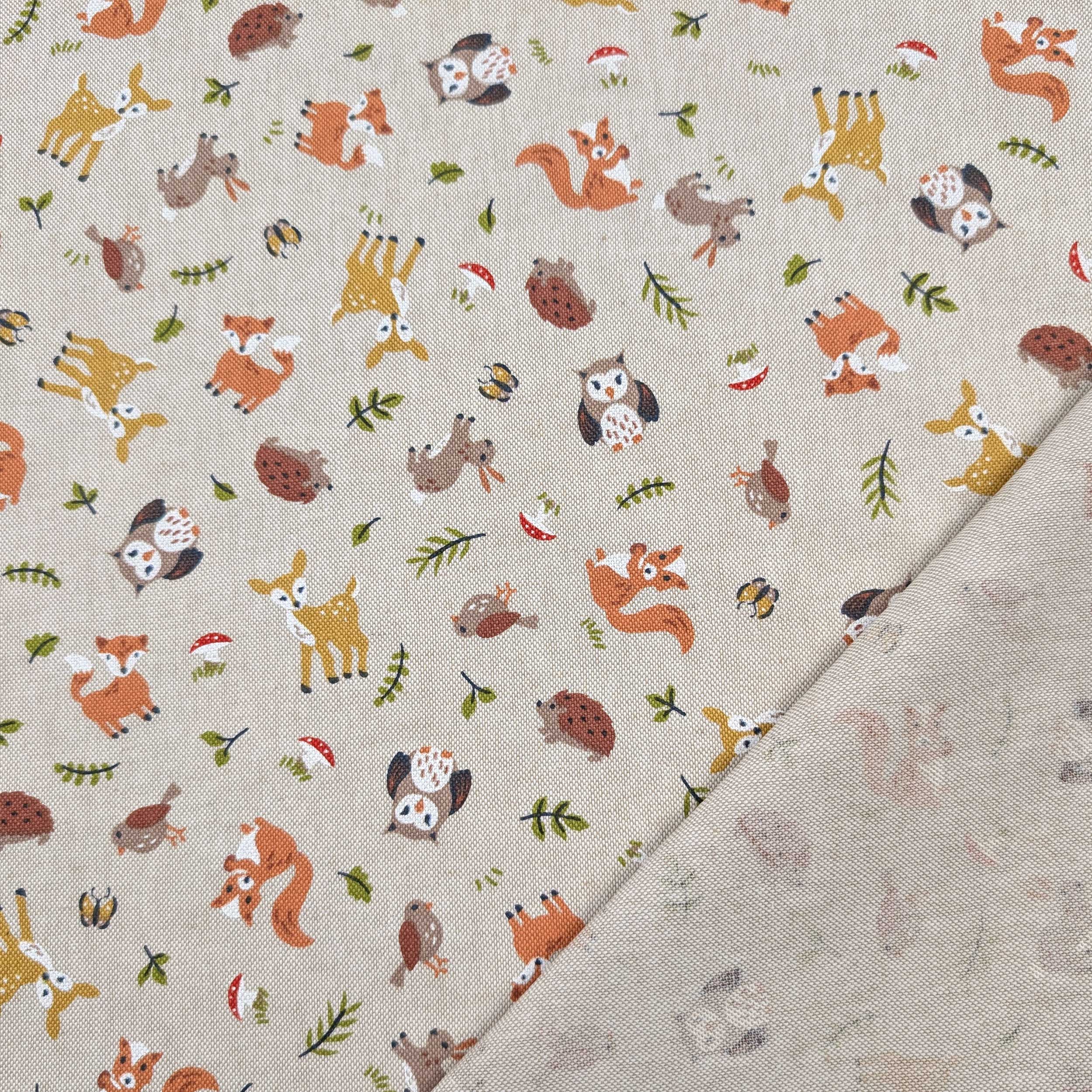 Panama Fabric Happy Animals in the Woods Image