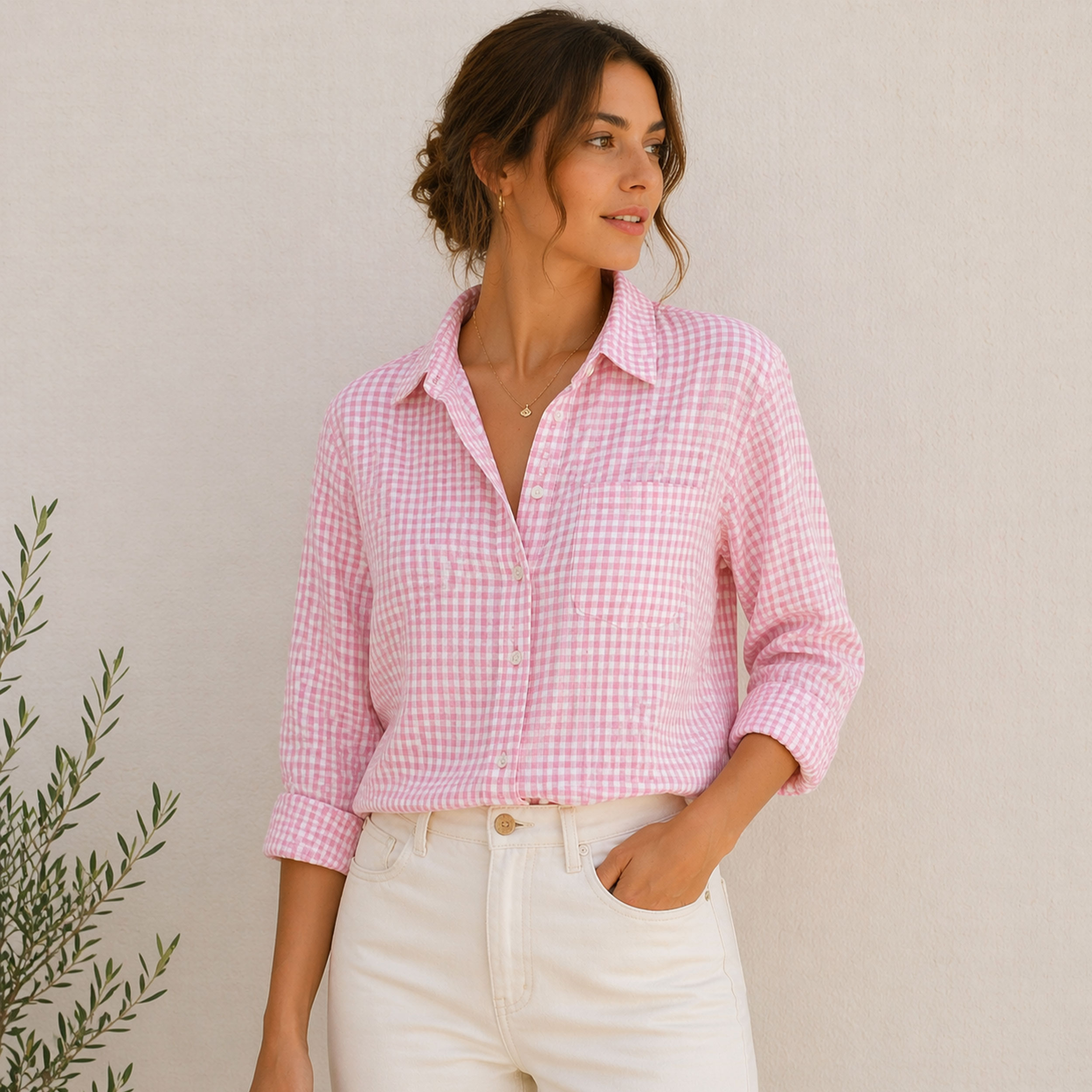 Cotton for Shirting Quadrettini Pink Image