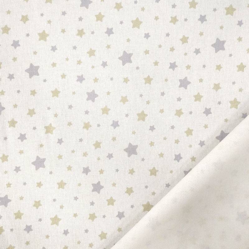 Tela Piqué Algodón Estampado Estrellas Beige