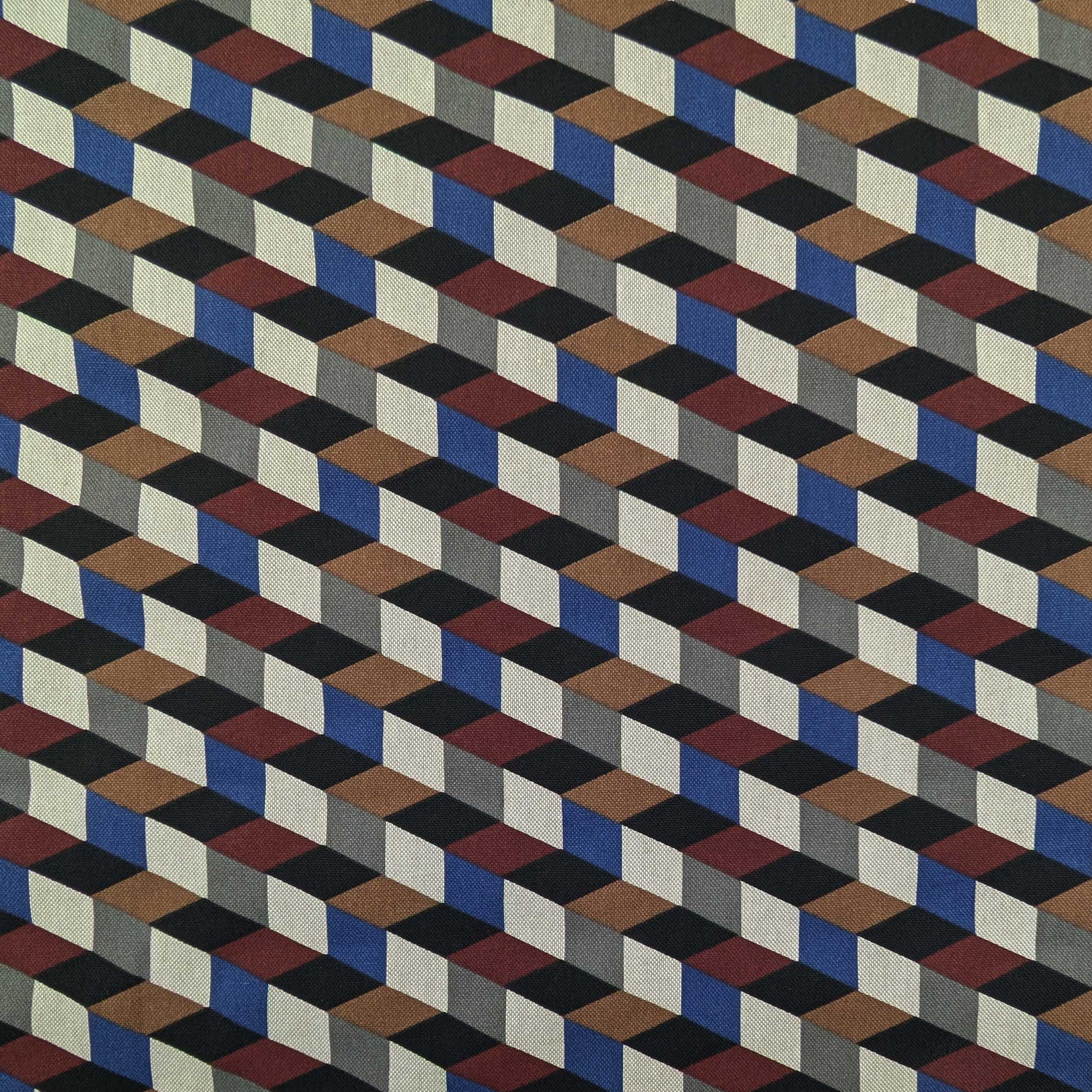 Panama Fabric Cubes Illusion Cool Tones Image