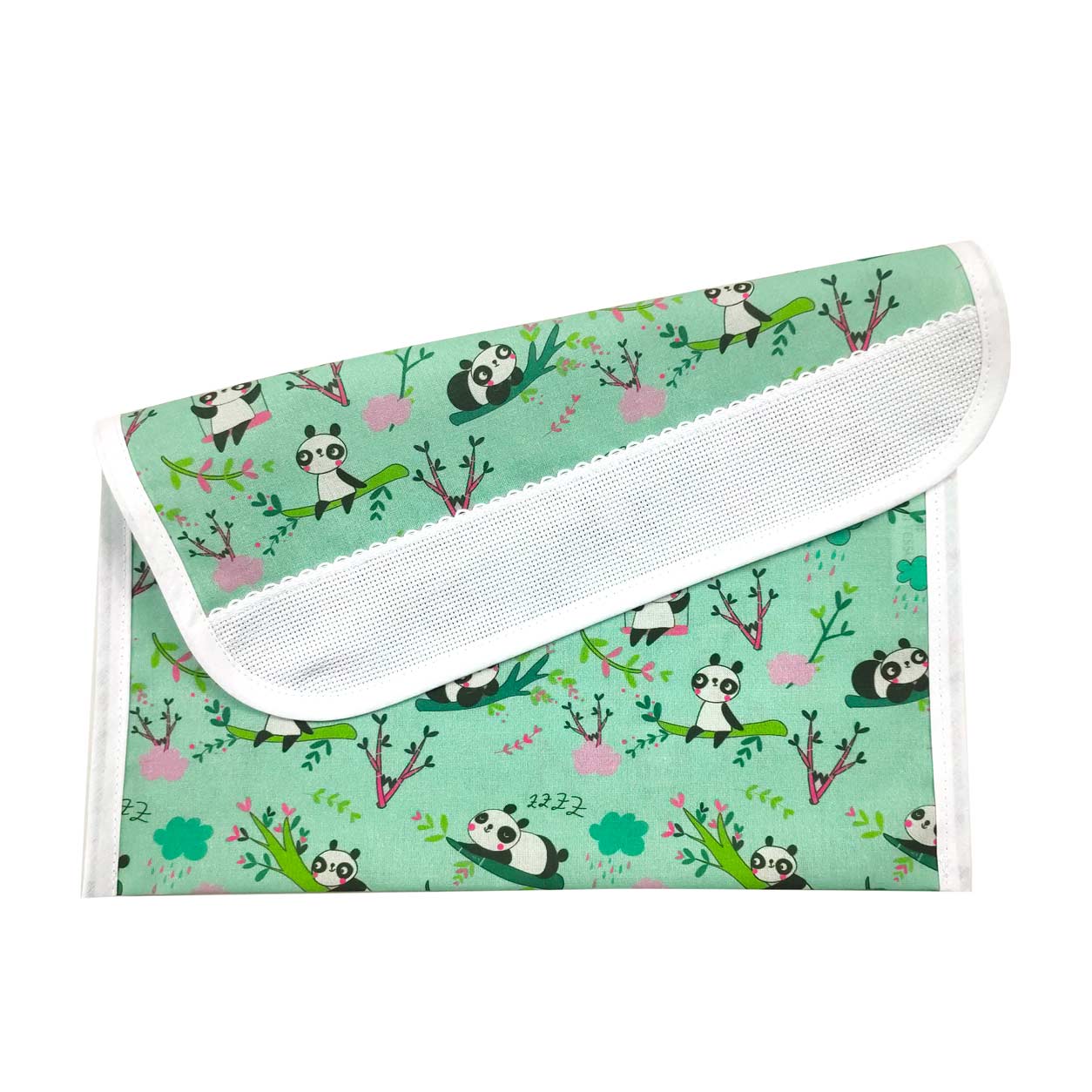 Porte-bavoirs Vert Menthe Motif Panda - Panini Fabrics