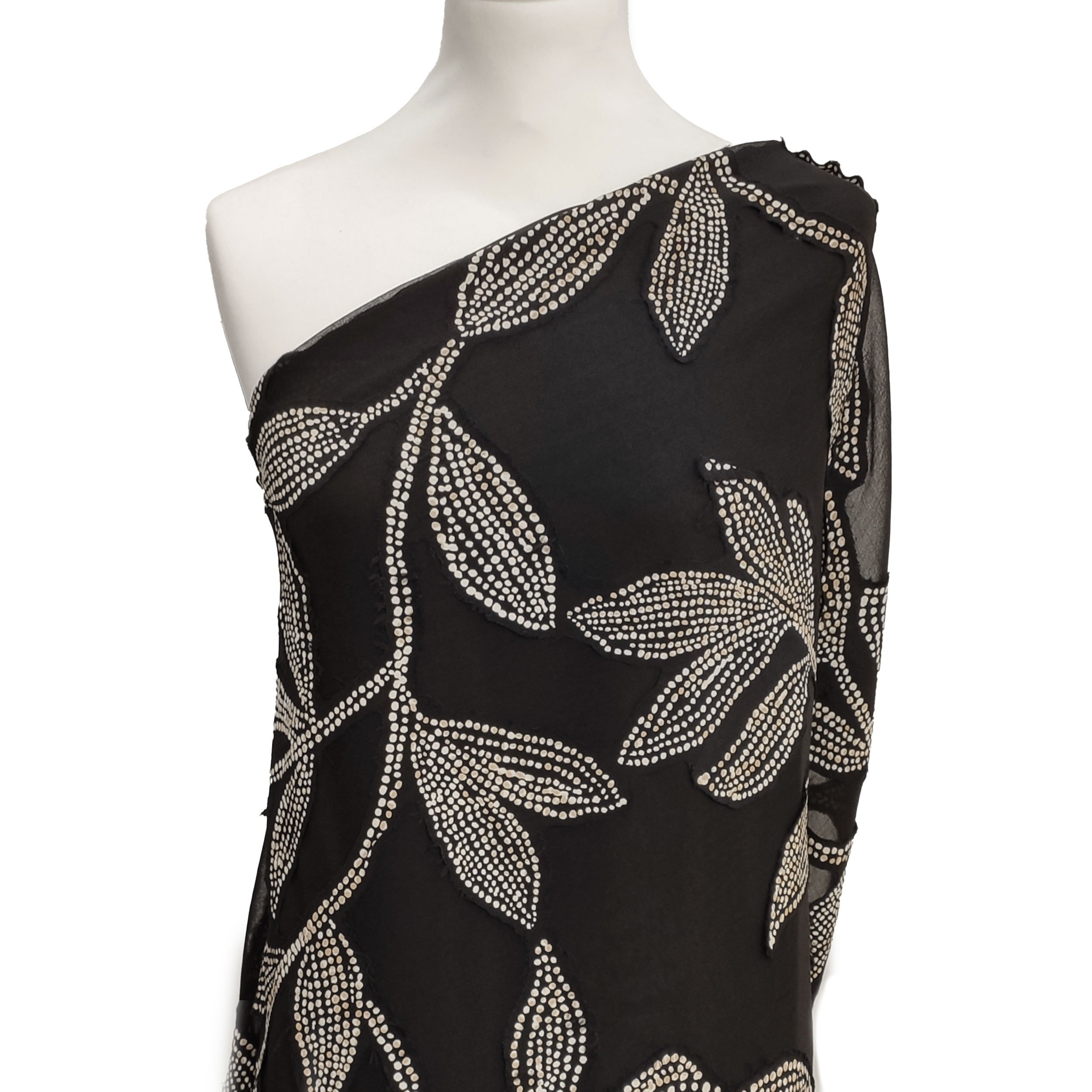 Voile Fantasy Leaves Devorè Beige