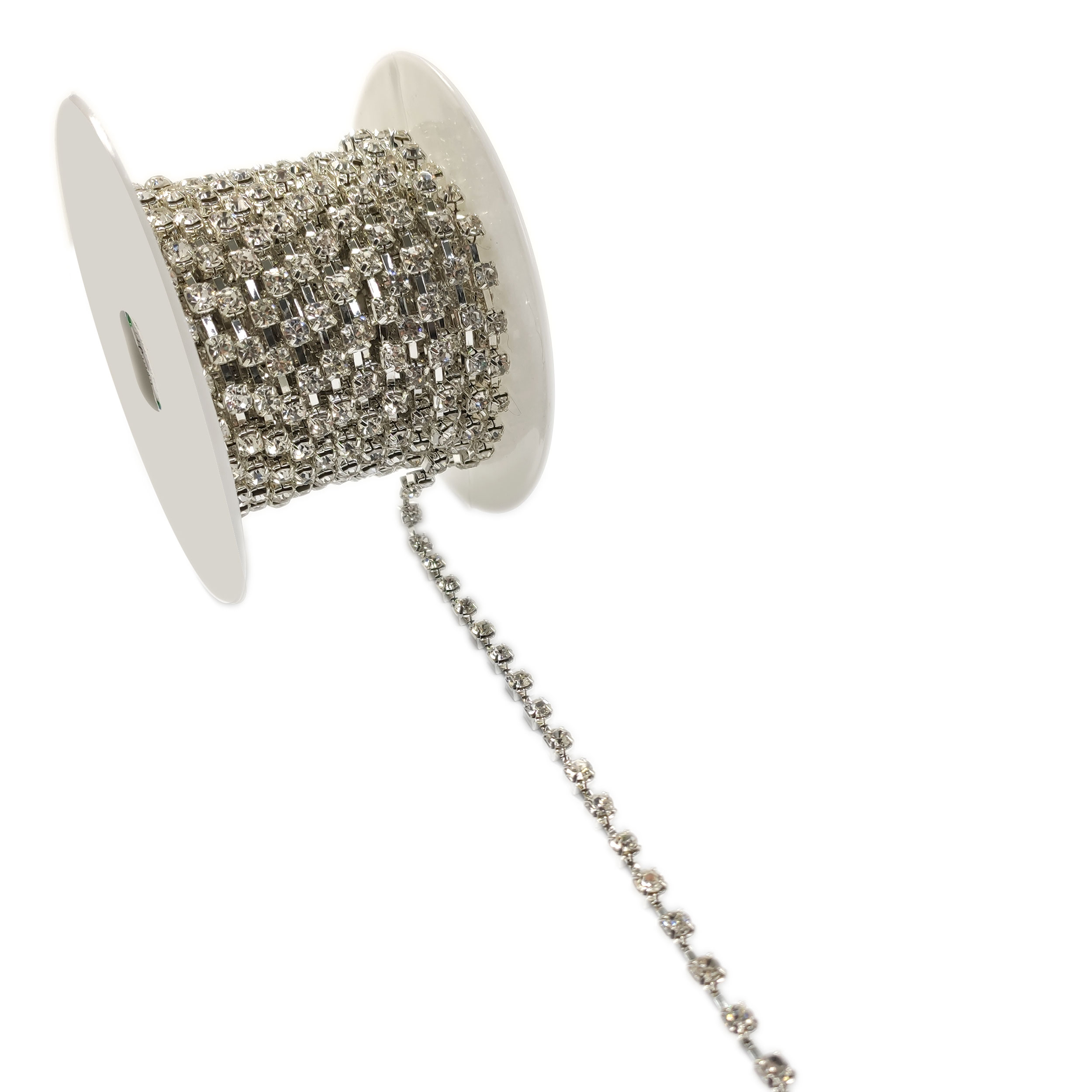 Silver chain set with rhinestones Image