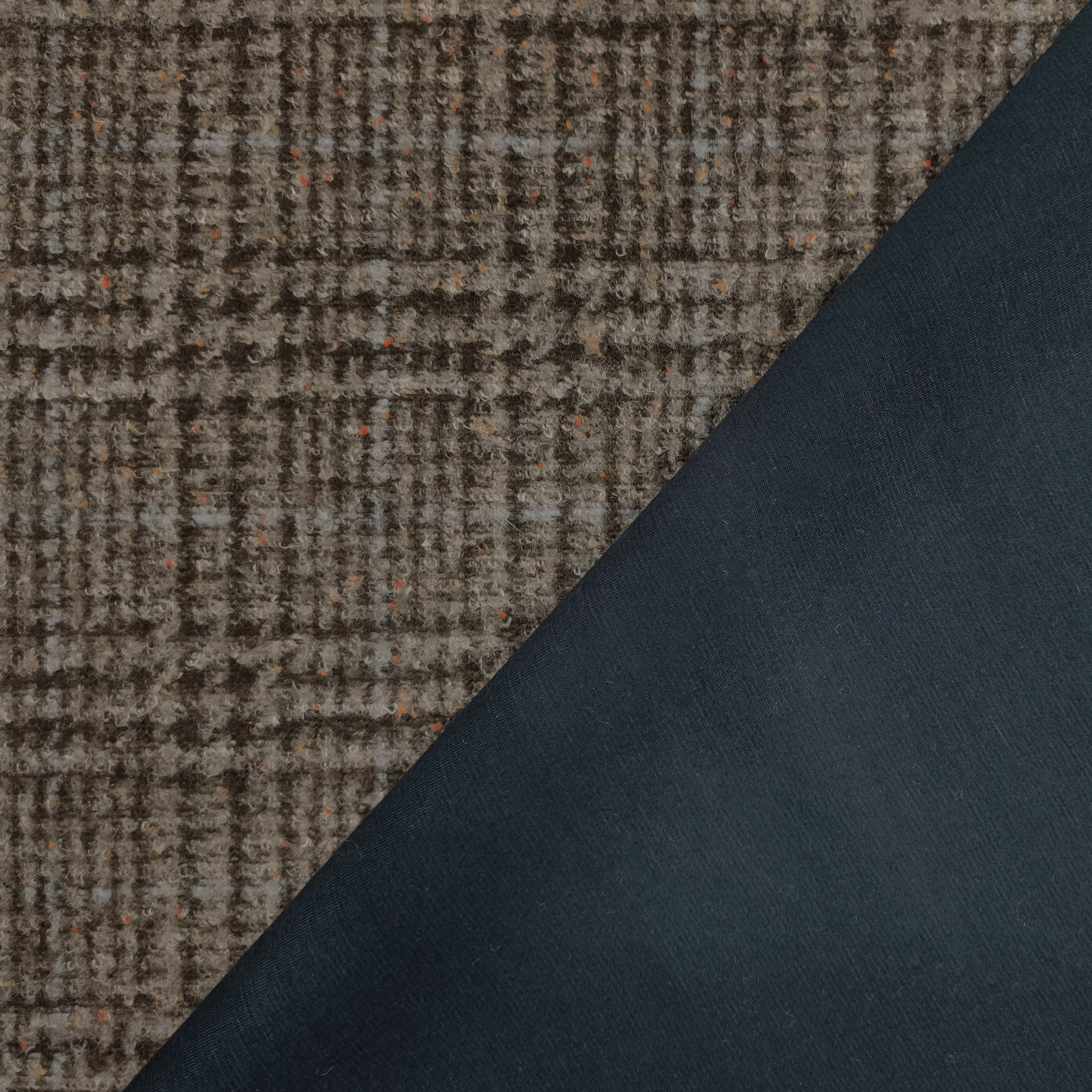 Neoprene Double Wool Prince of Wales Beige and Solid Blue Image