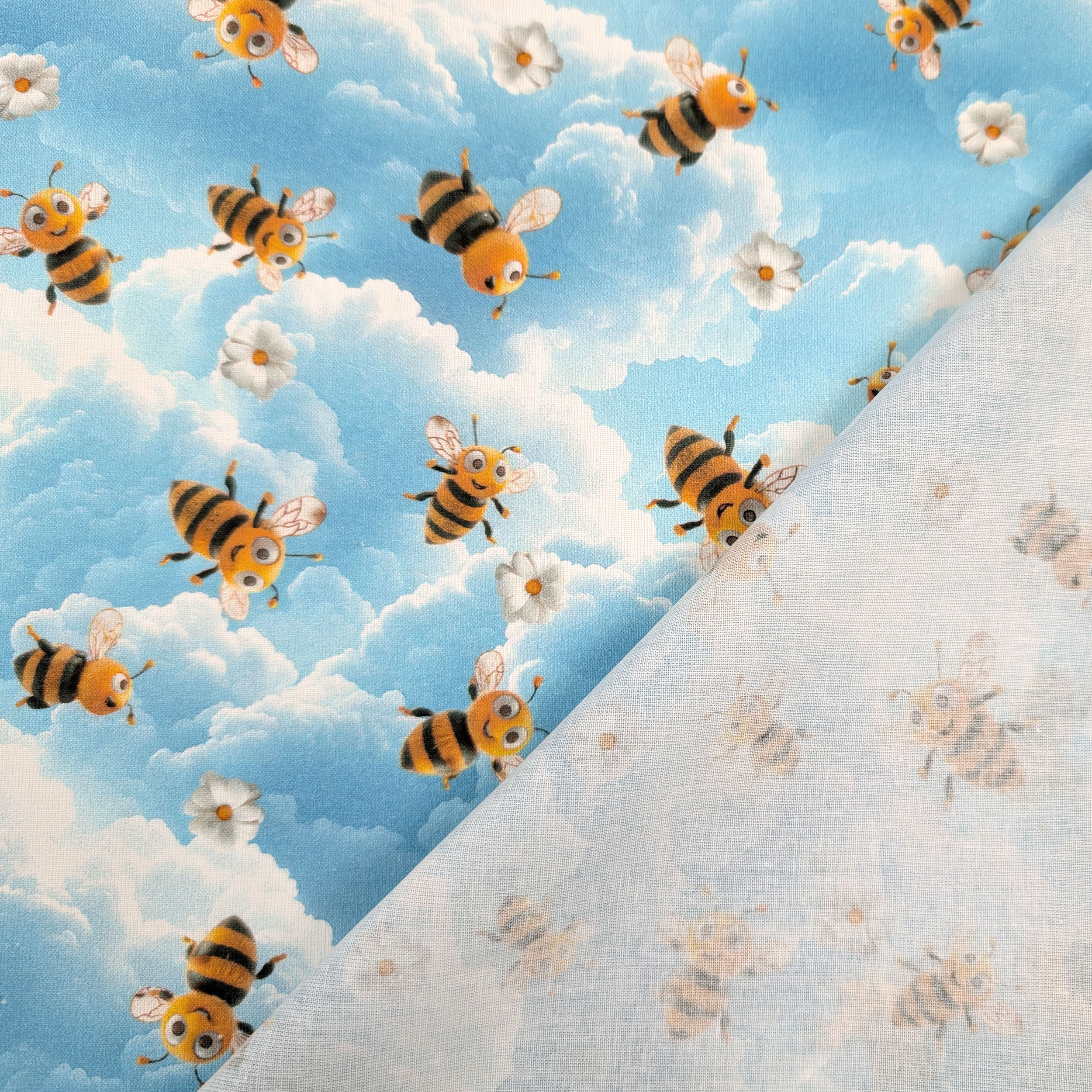 Digital Cotton Bees and Clouds Image
