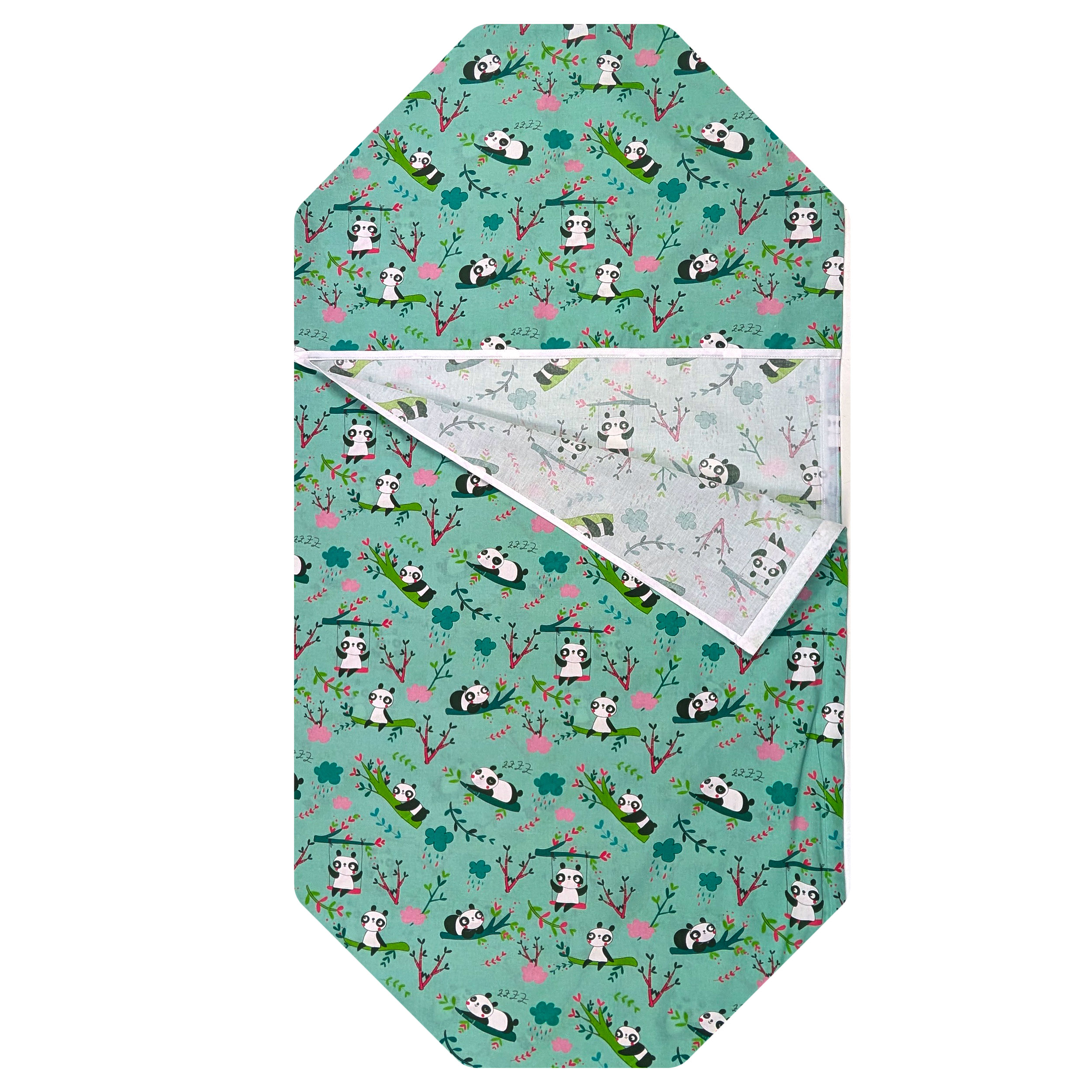 Contoured Summer Sleeping Bag for Panda Camp Beds – Mint Green Background Image