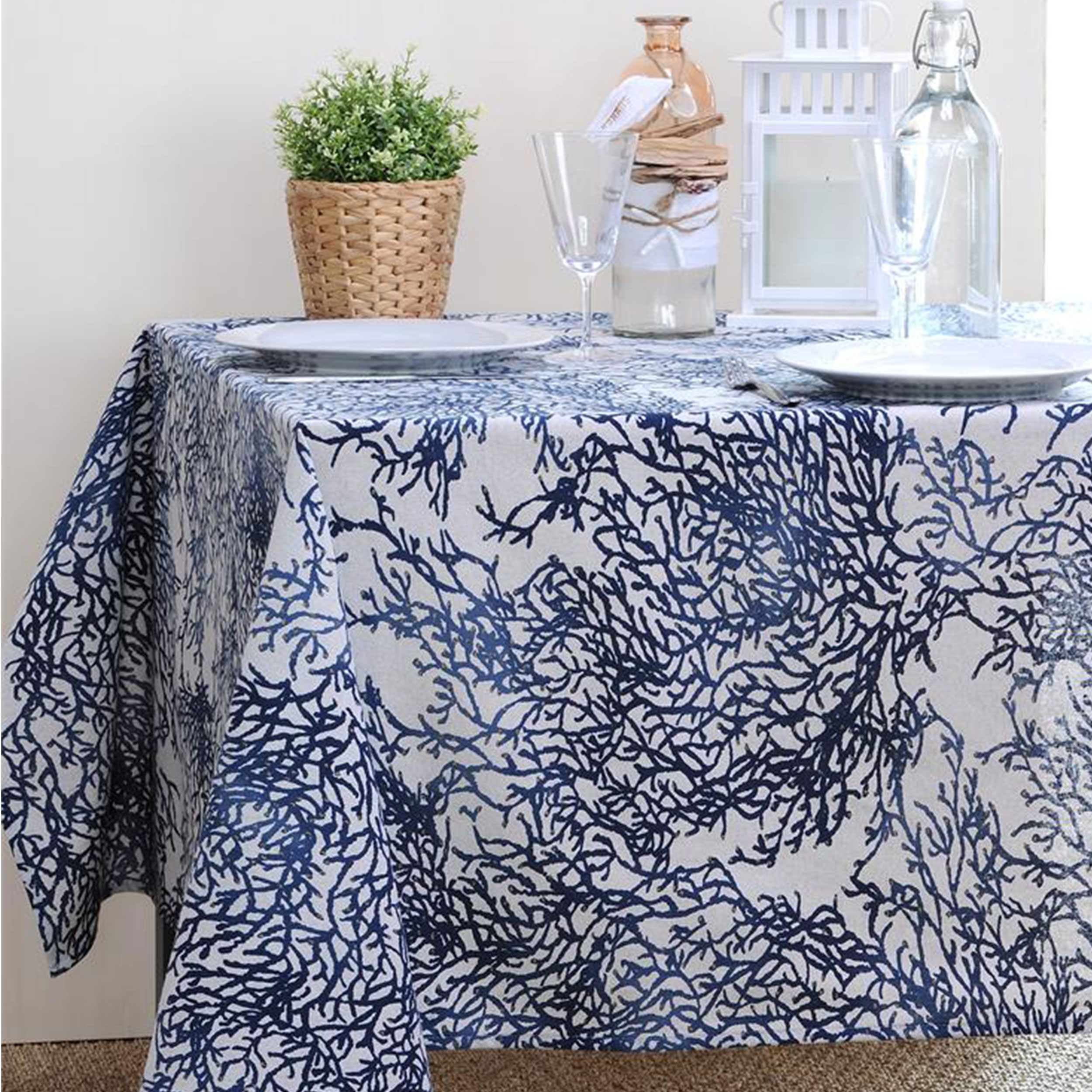Coralli Blue Natürlicher Stoff