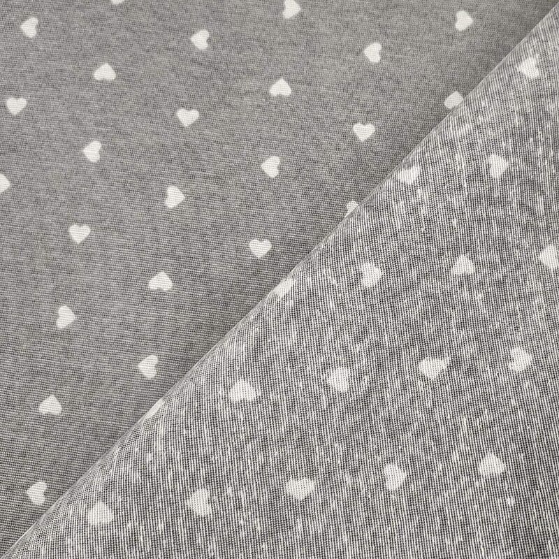 Furnishing Fabric White Hearts Grey Background Image