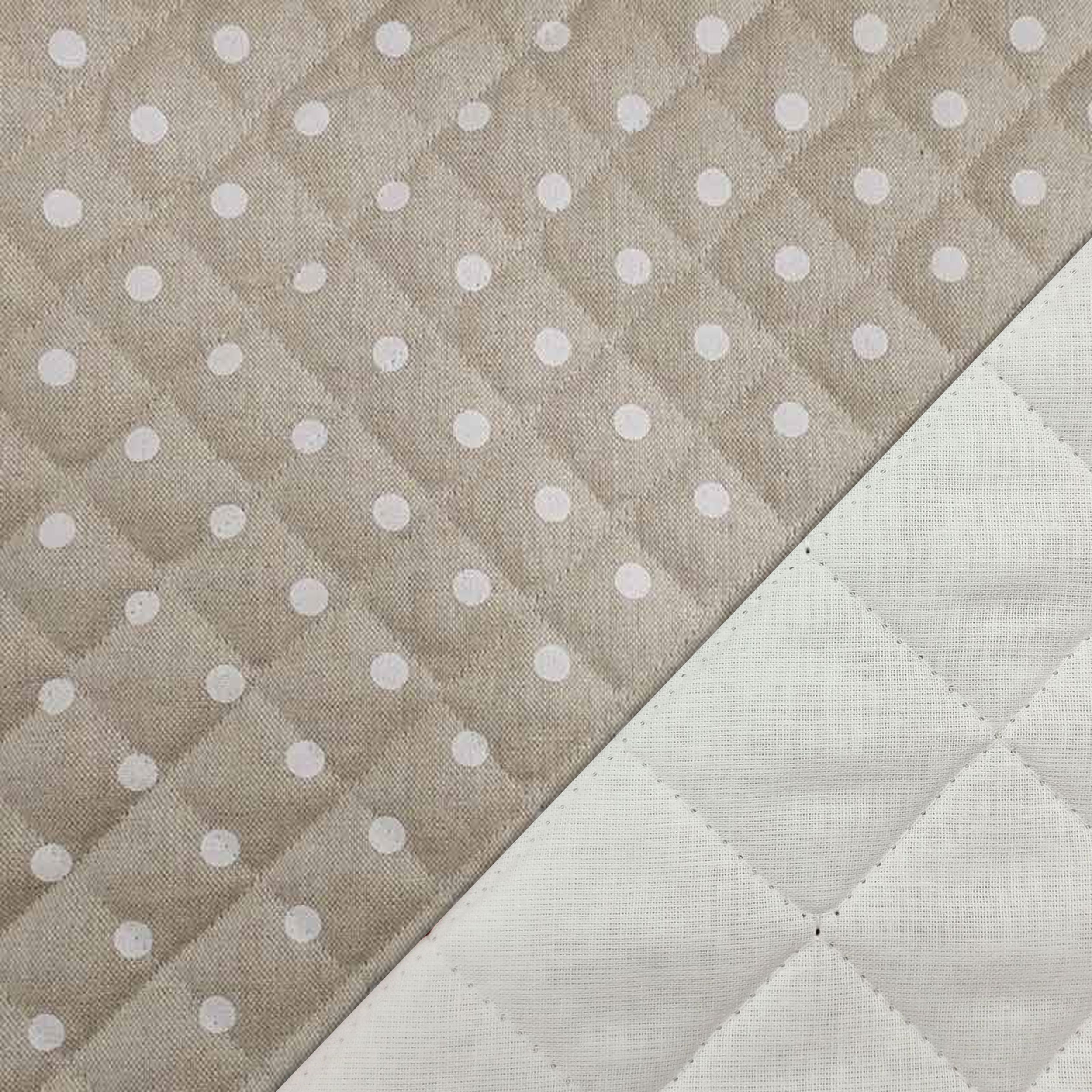 Quilted Fabric Medium White Polka Dots