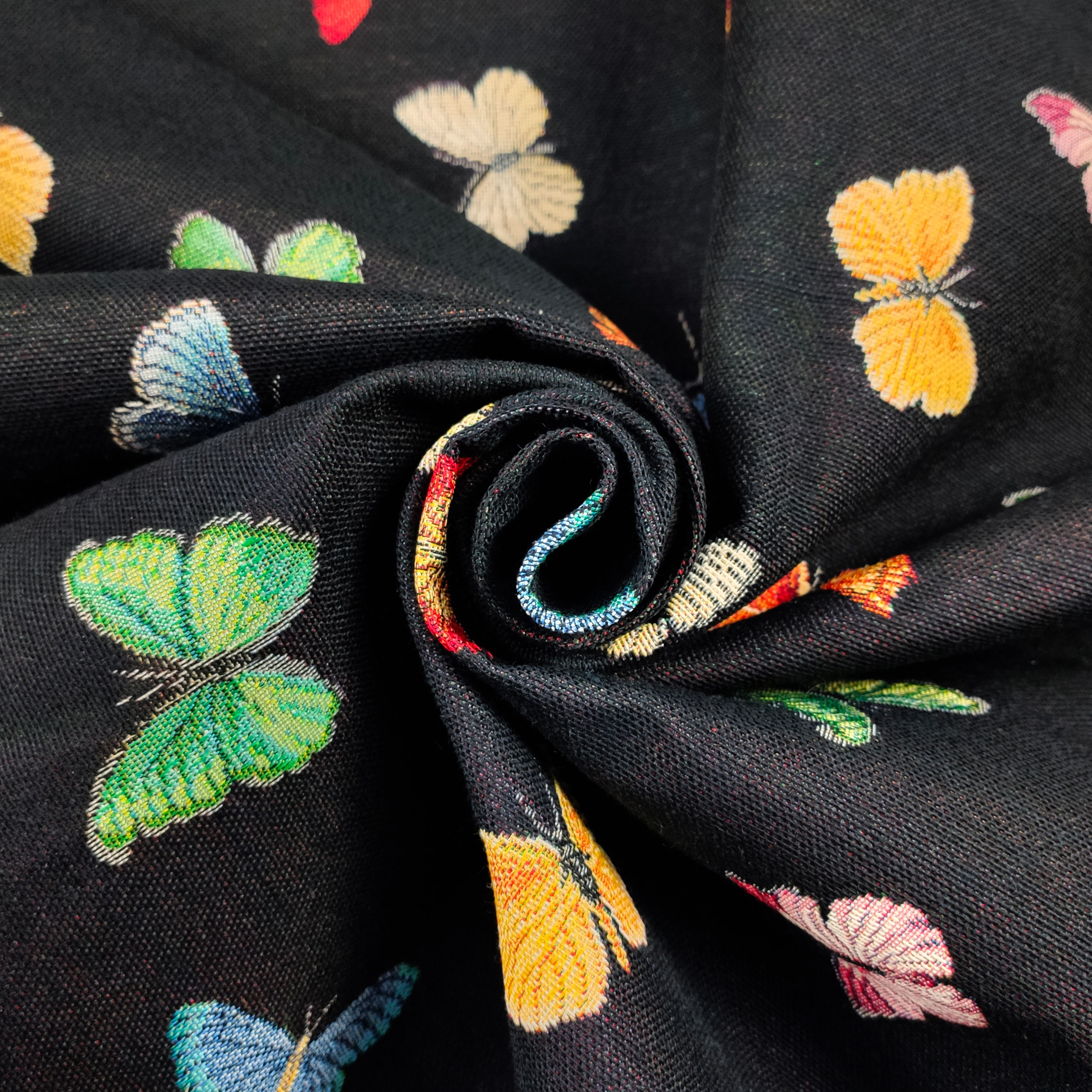 Cutout Fabric Gobelin Coloured Butterflies 50x140 cm Image