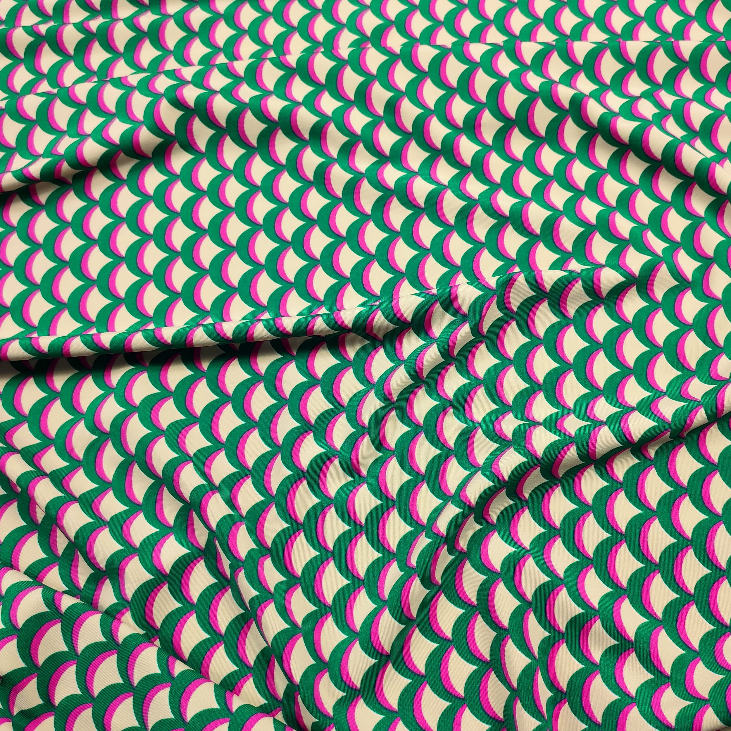 Viscose Silk Jersey Abstract Motifs Cream Green