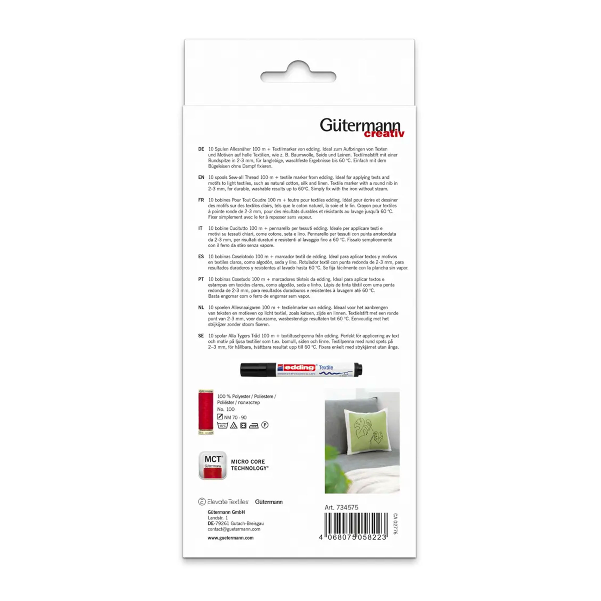 Gutermann Seamstress 10 bobinas de 100 m con marcador de tejido