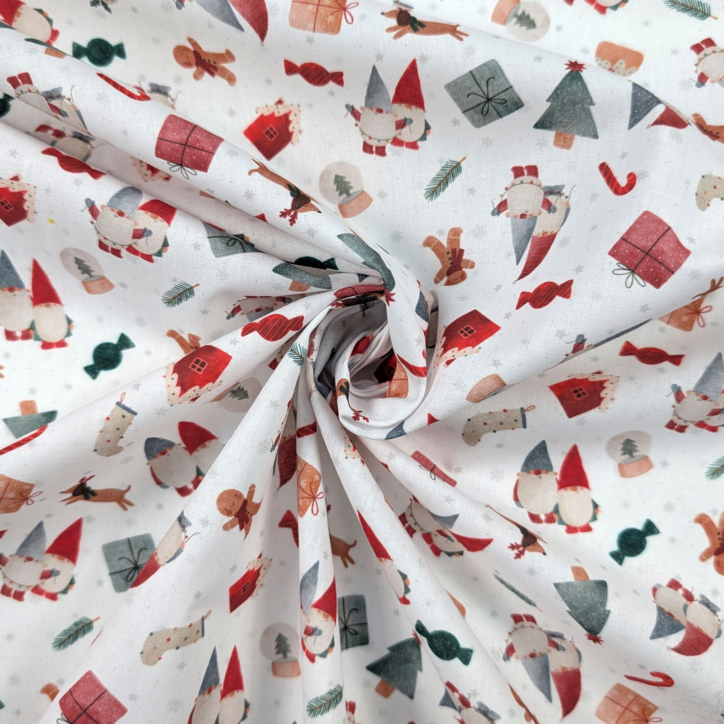 Christmas Percale Cotton with Gnomes Image