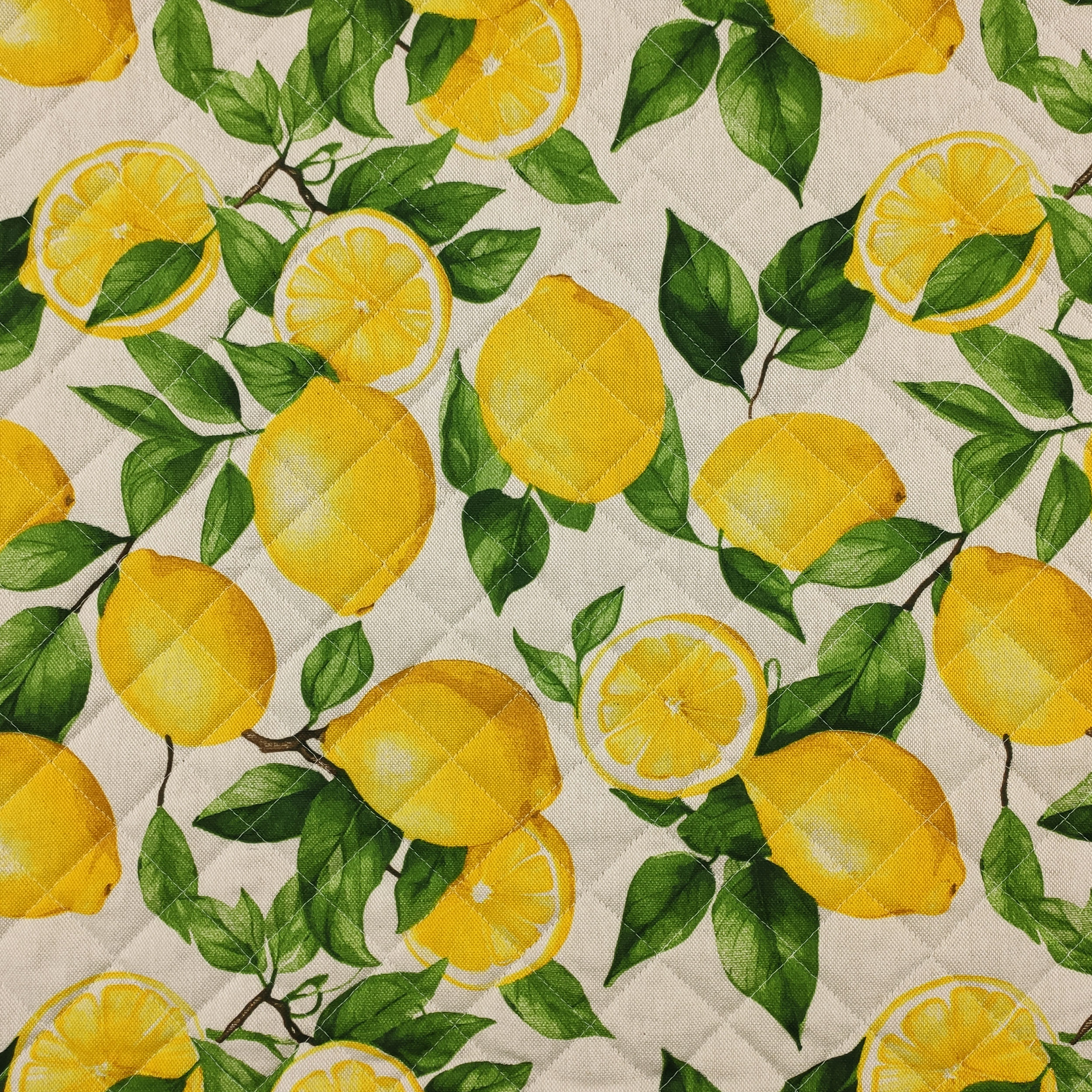 Lemon Quilted Fabric Beige Background