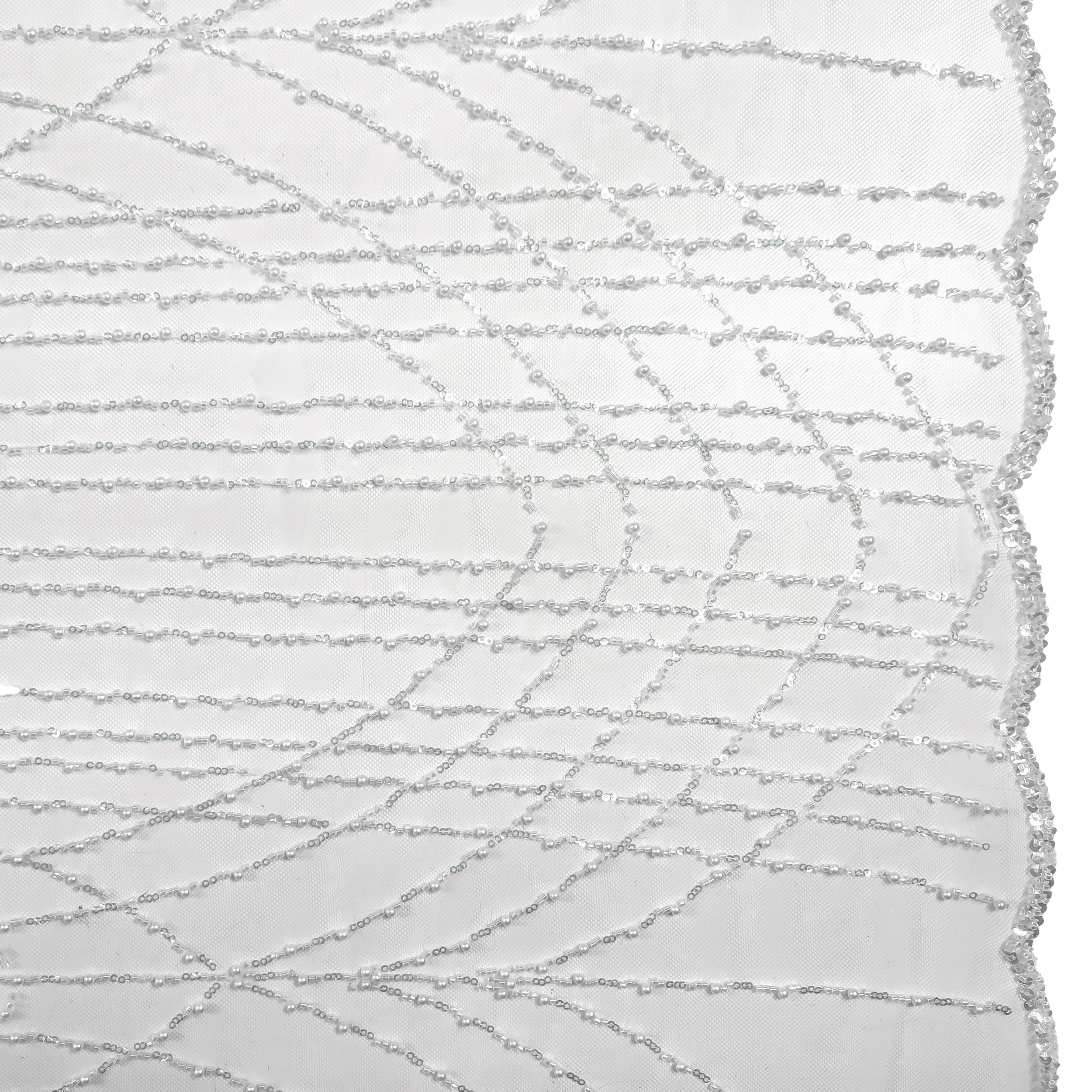 Tulle brodé Bridal High Fashion Beading Optical White