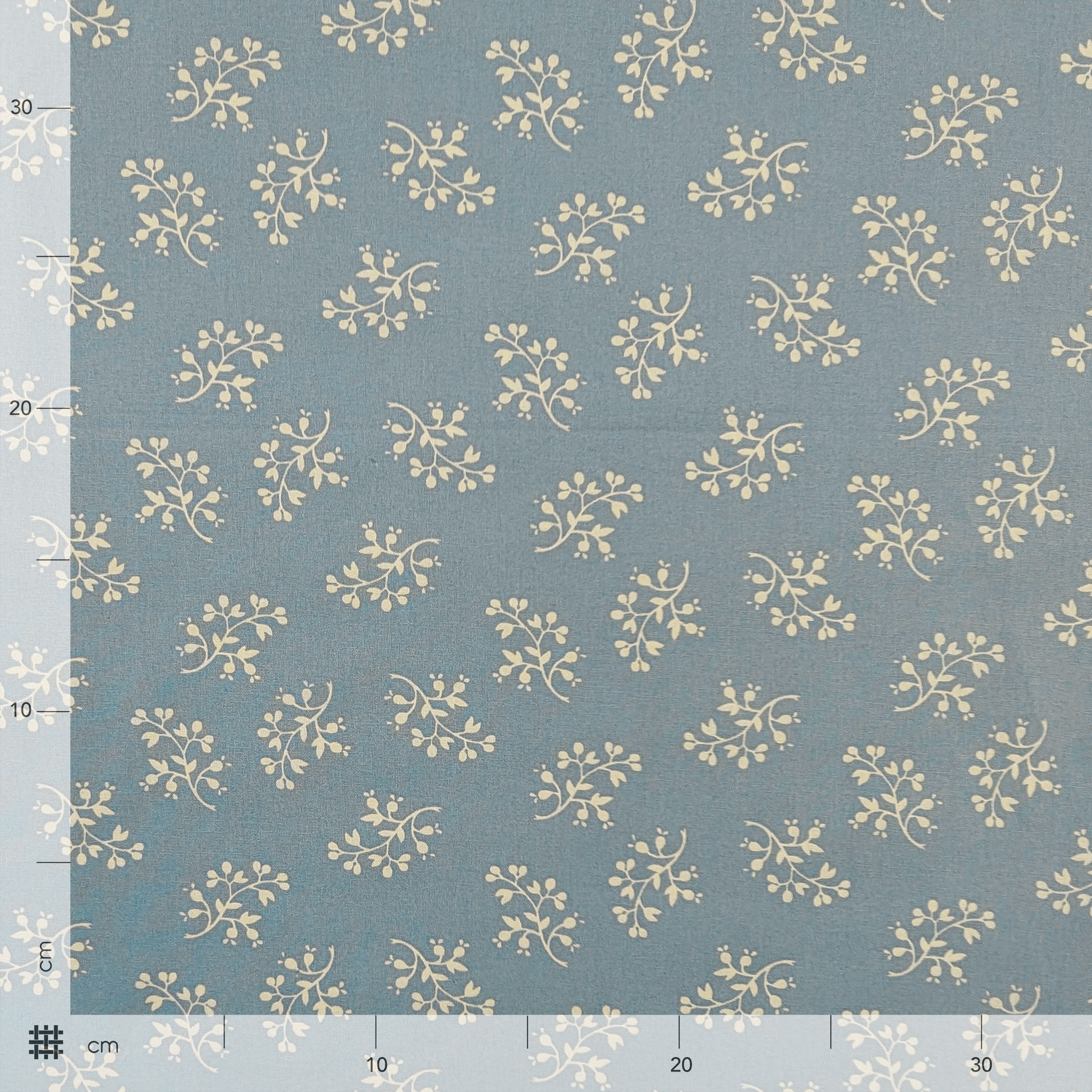Light Blue Background with Floral Print Cotton Poplin Image