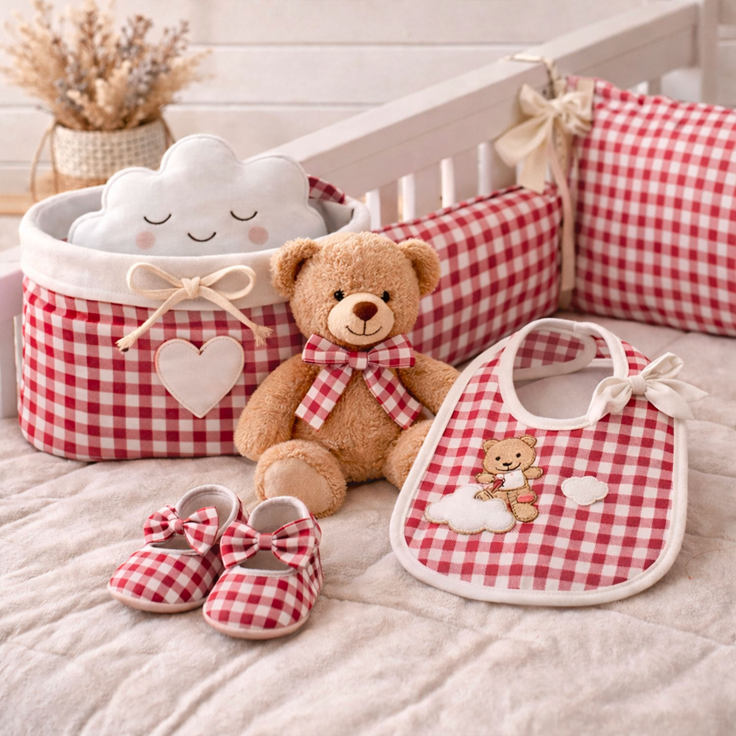 Washed Cotton Yarn Dyed Red Check Image