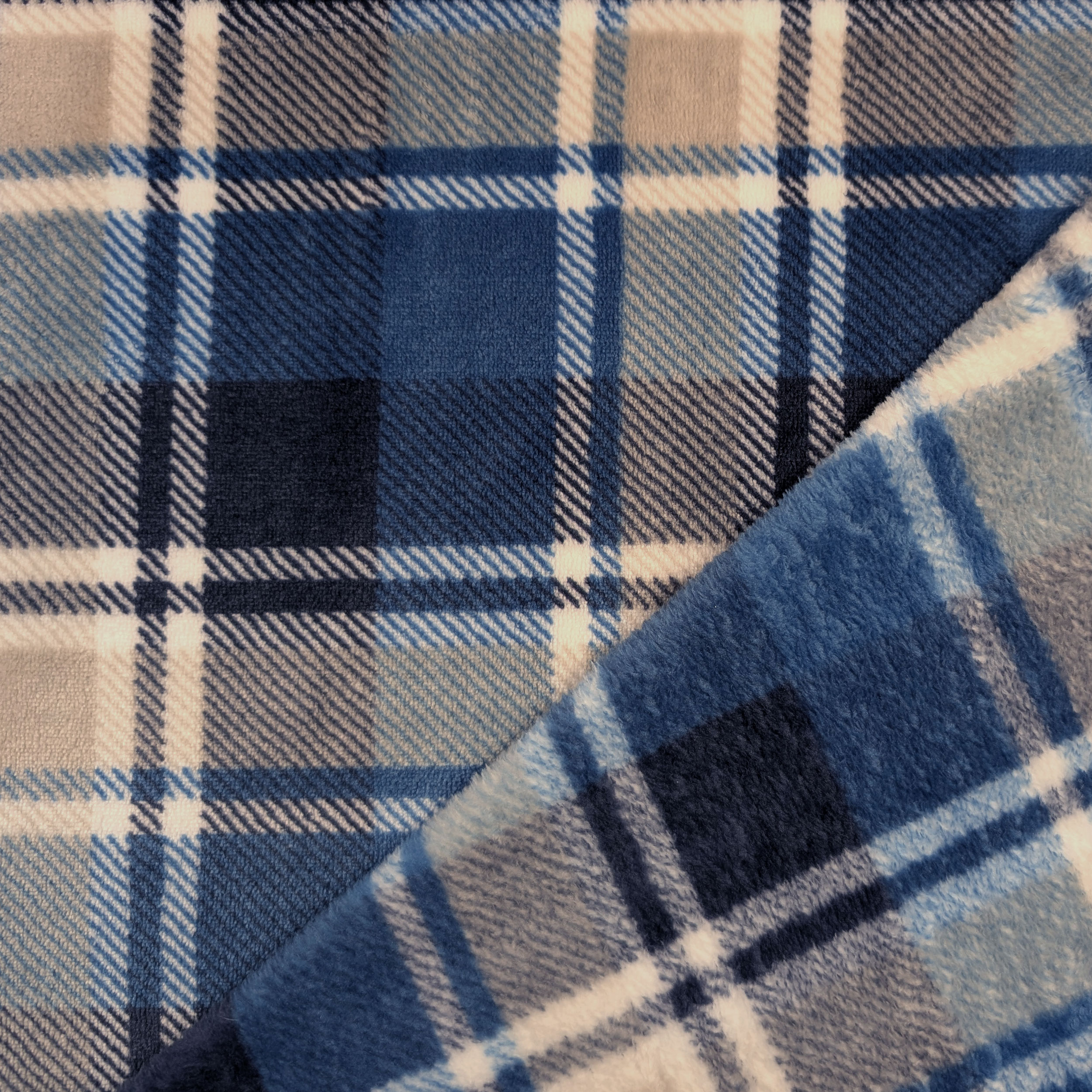 Blue and Beige Tartan Cashmere Fleece Image