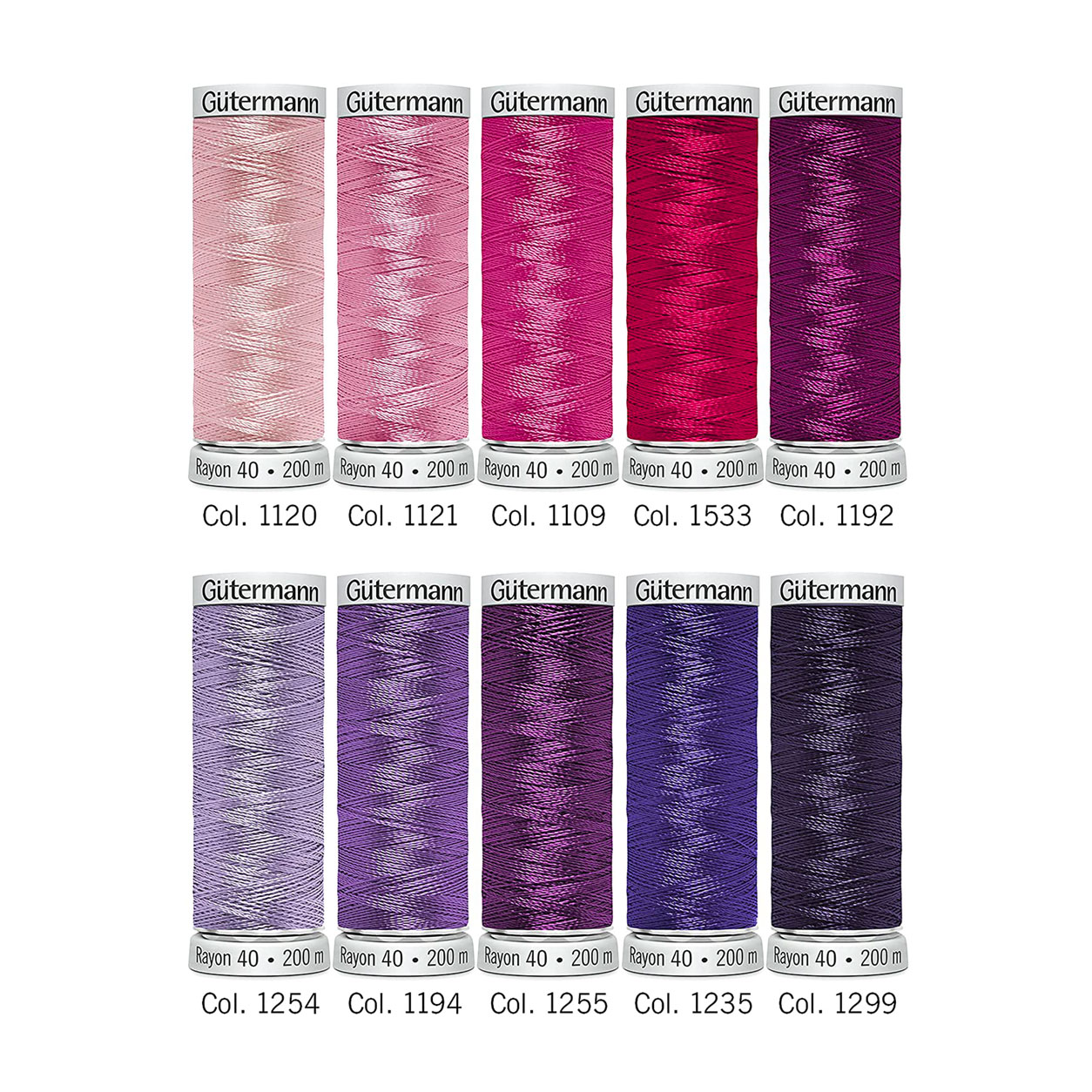 Gutermann Hilo para Bordar a Máquina Rayón 10 Bobinas Tonos de Rosa