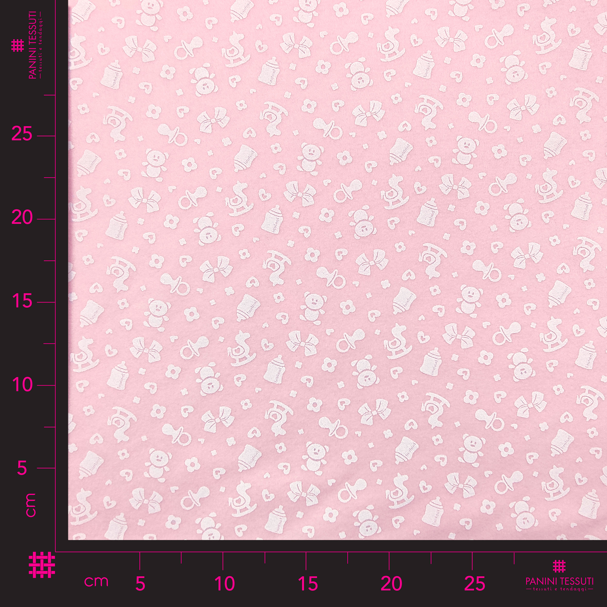 Pannolenci Fond rose Jouets blancs