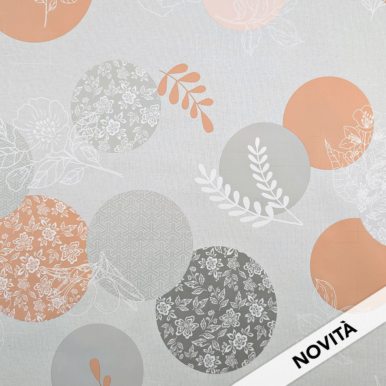 Fabric for Soft Plasticised Tablecloth Floral Circles Image