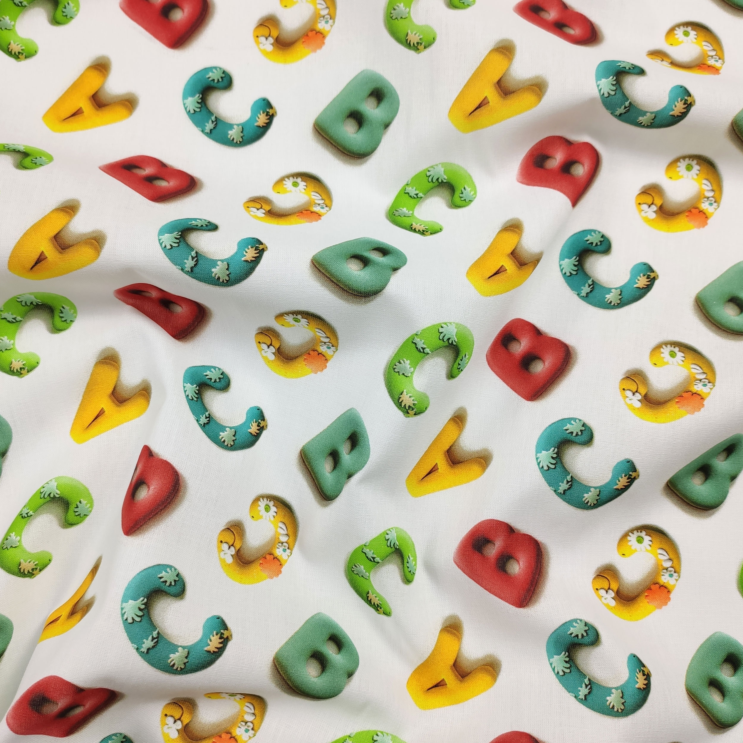 Cotton Digital Alphabet Letters White Background