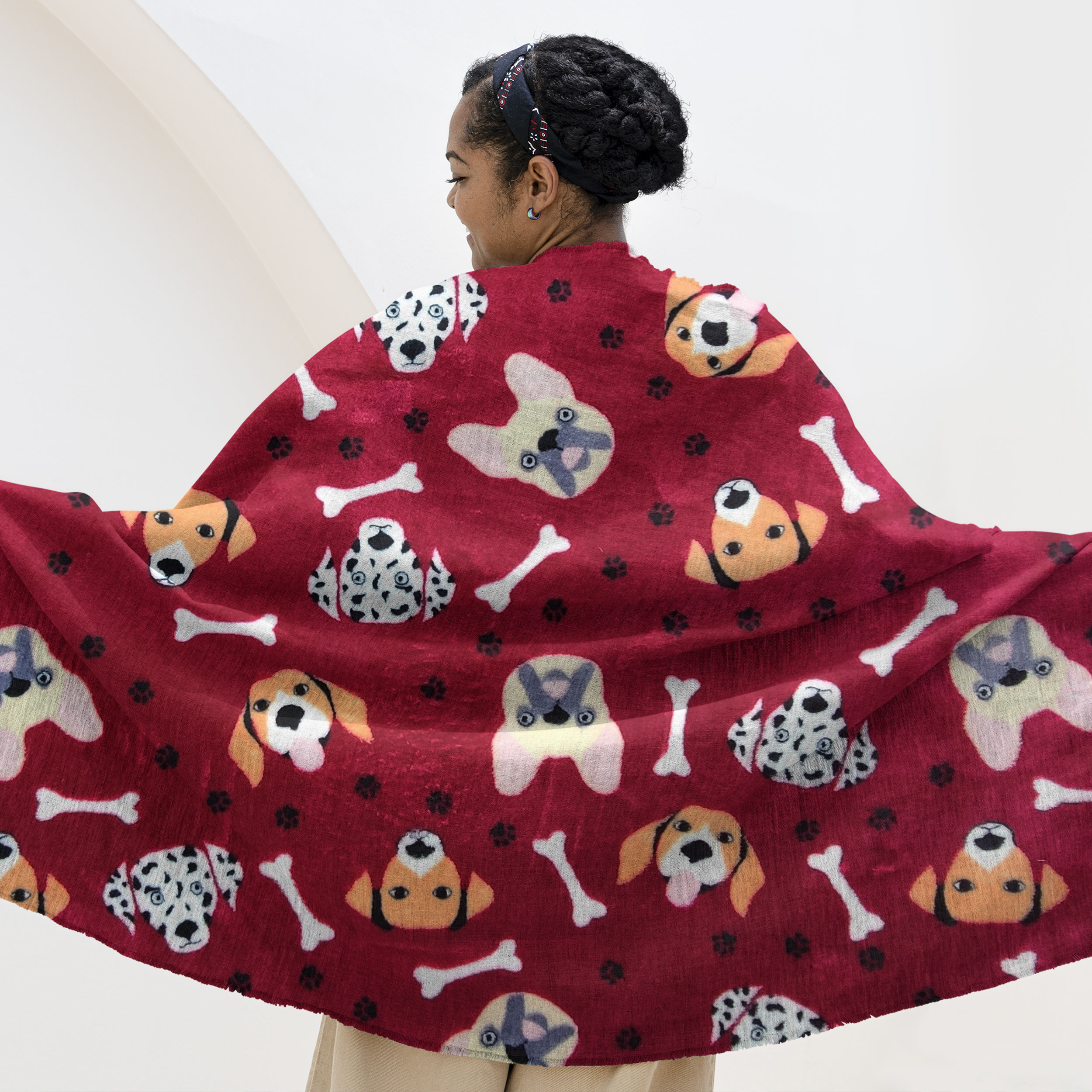 Cashmere Fleece Doggie Fondo Rojo Oscuro