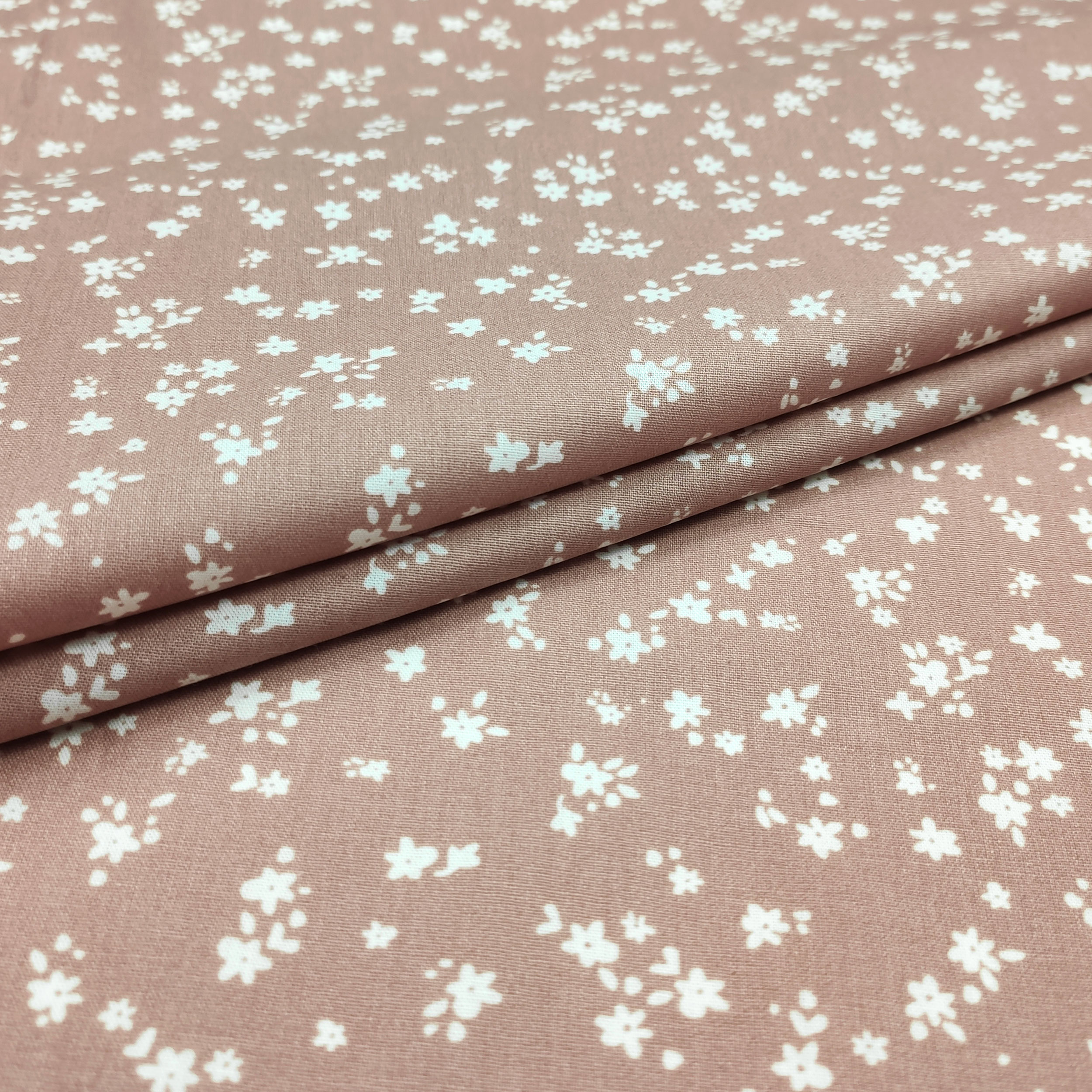 Tissu Coton Fleurs Fond Rose Antique Image