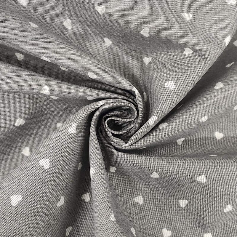 Furnishing Fabric White Hearts Grey Background Image