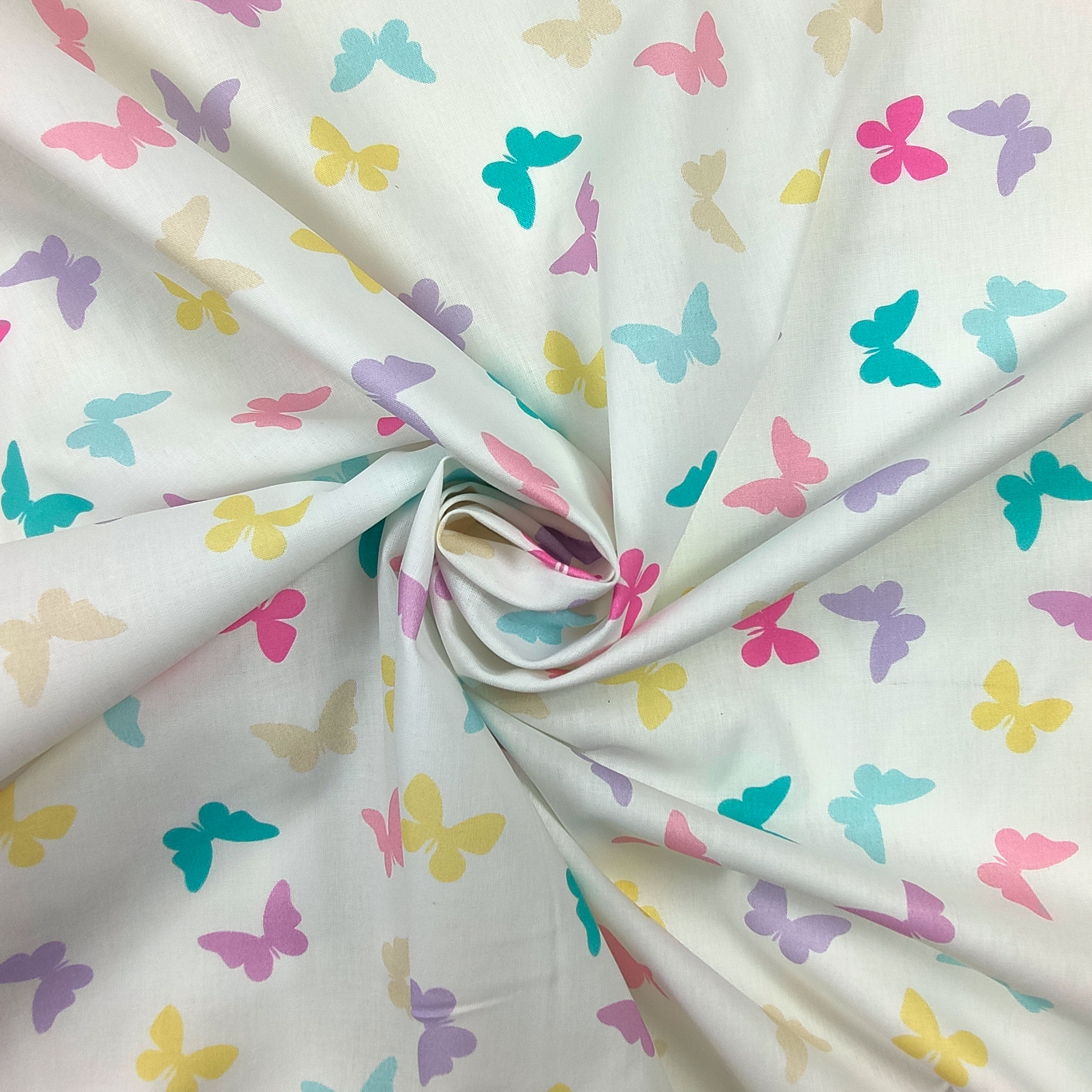 Popeline de coton à motifs de papillons colorés Image