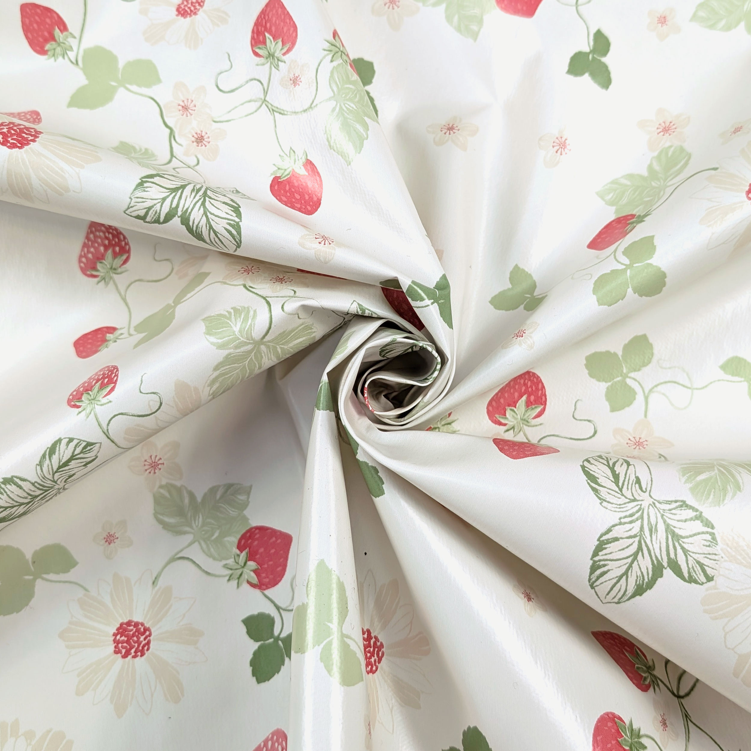 Fabric for Plasticised Tablecloth Strawberries Image