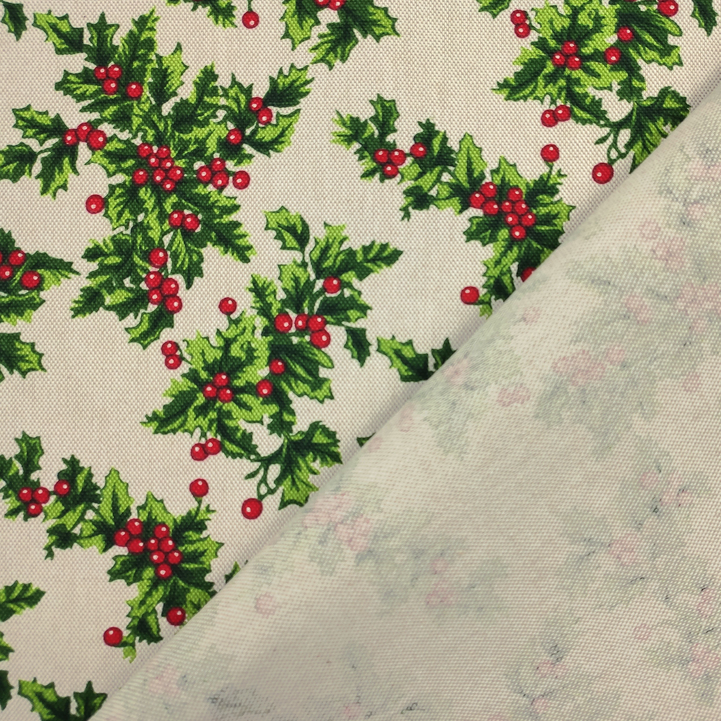Mélange de coton de Noël Motif de l'arbre à houx H 280 cm