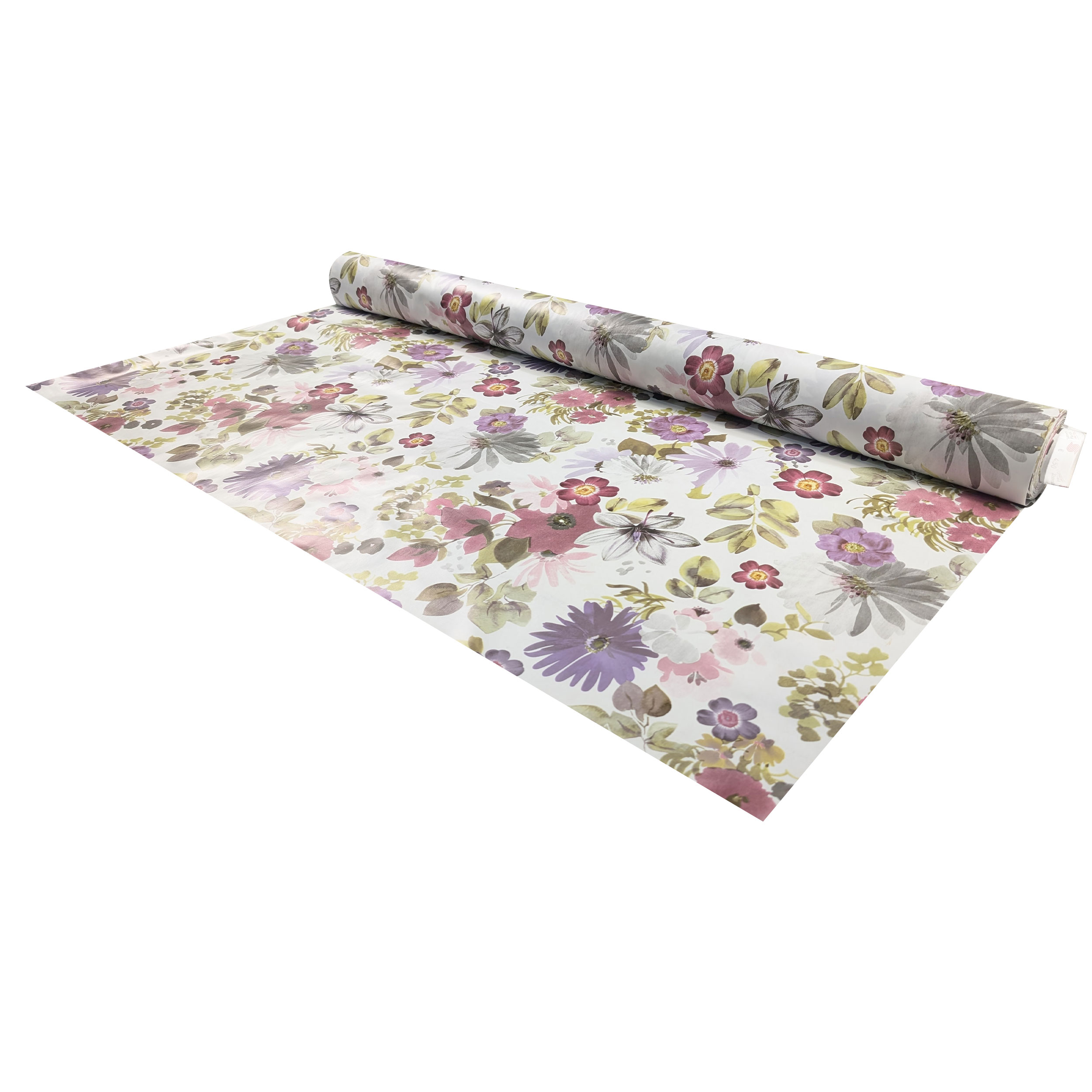 Fabric for Plasticised Tablecloth Flowers Pink Tones Image