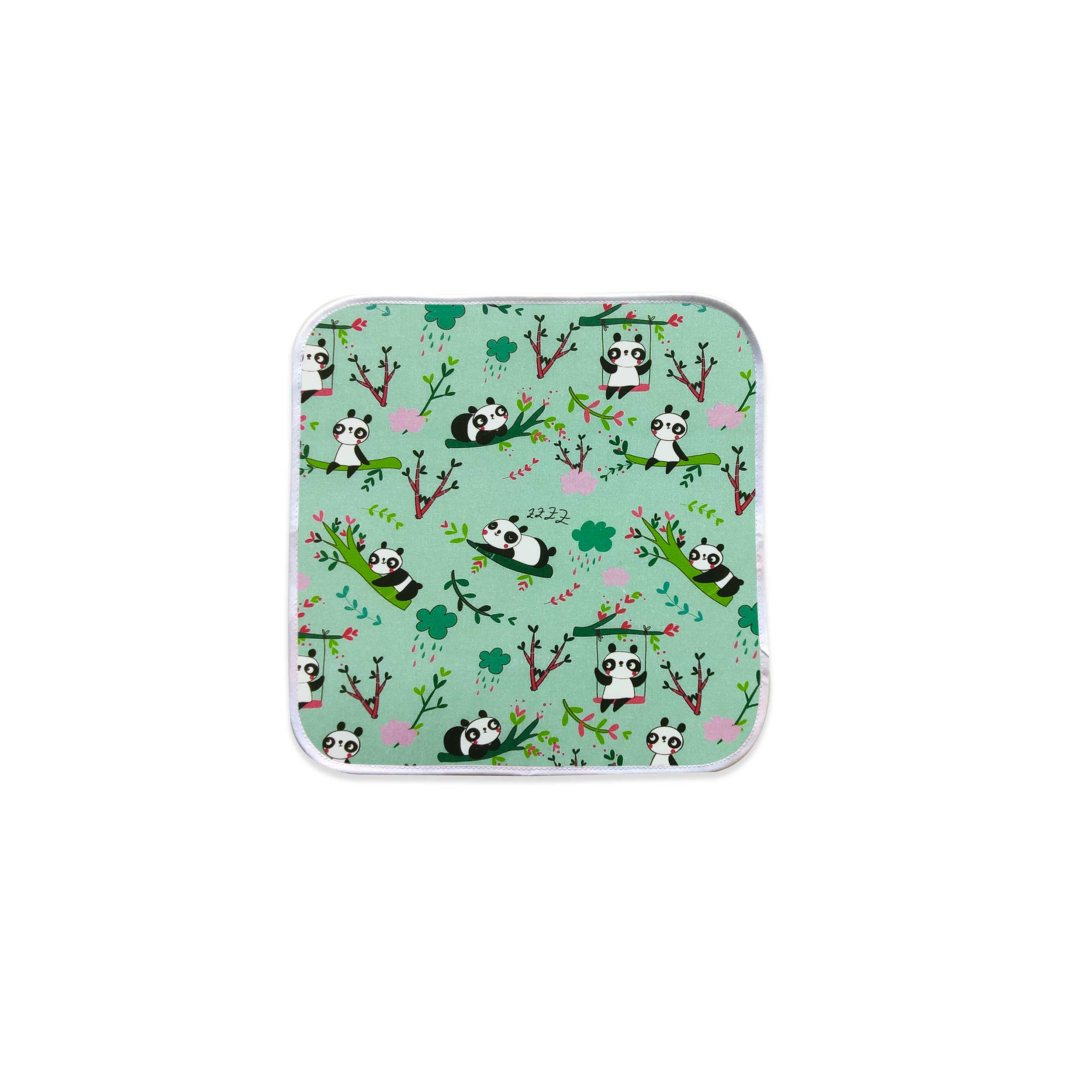 Serviette de table à motifs Panda Fond vert menthe - Panini Fabrics