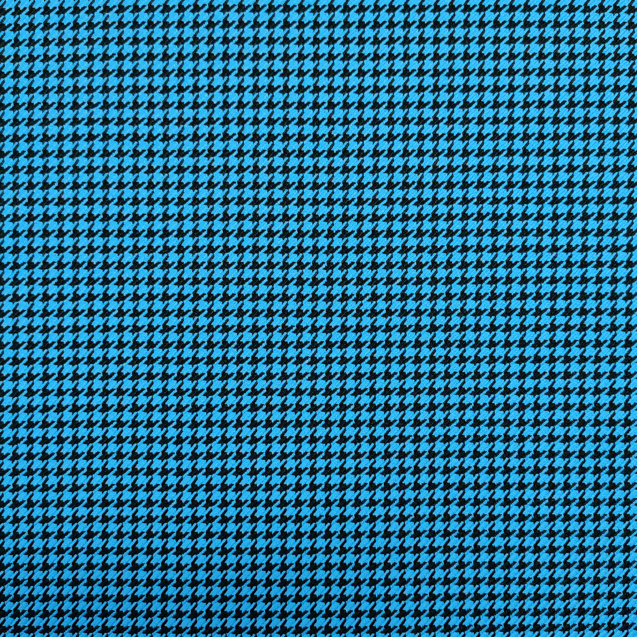 Tissu Pied de Poule Fond noir Bleu clair