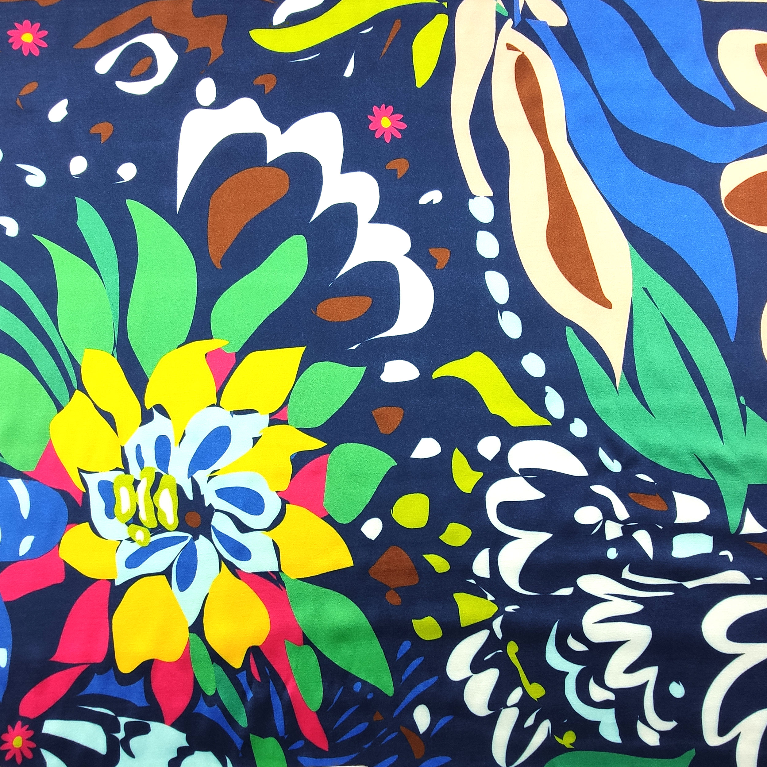 Viscose Silk Natural Floral